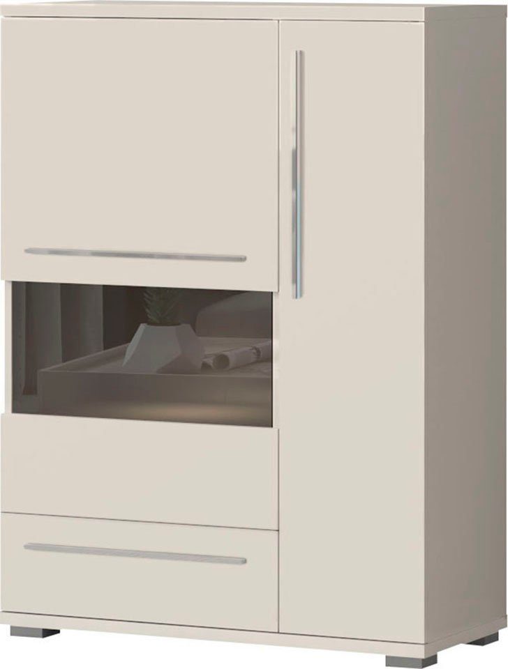 OTTO home Highboard Piano Vitrine (H/B/T): 123/90/40,2cm), UV lackiert, Soft-Close Funktion