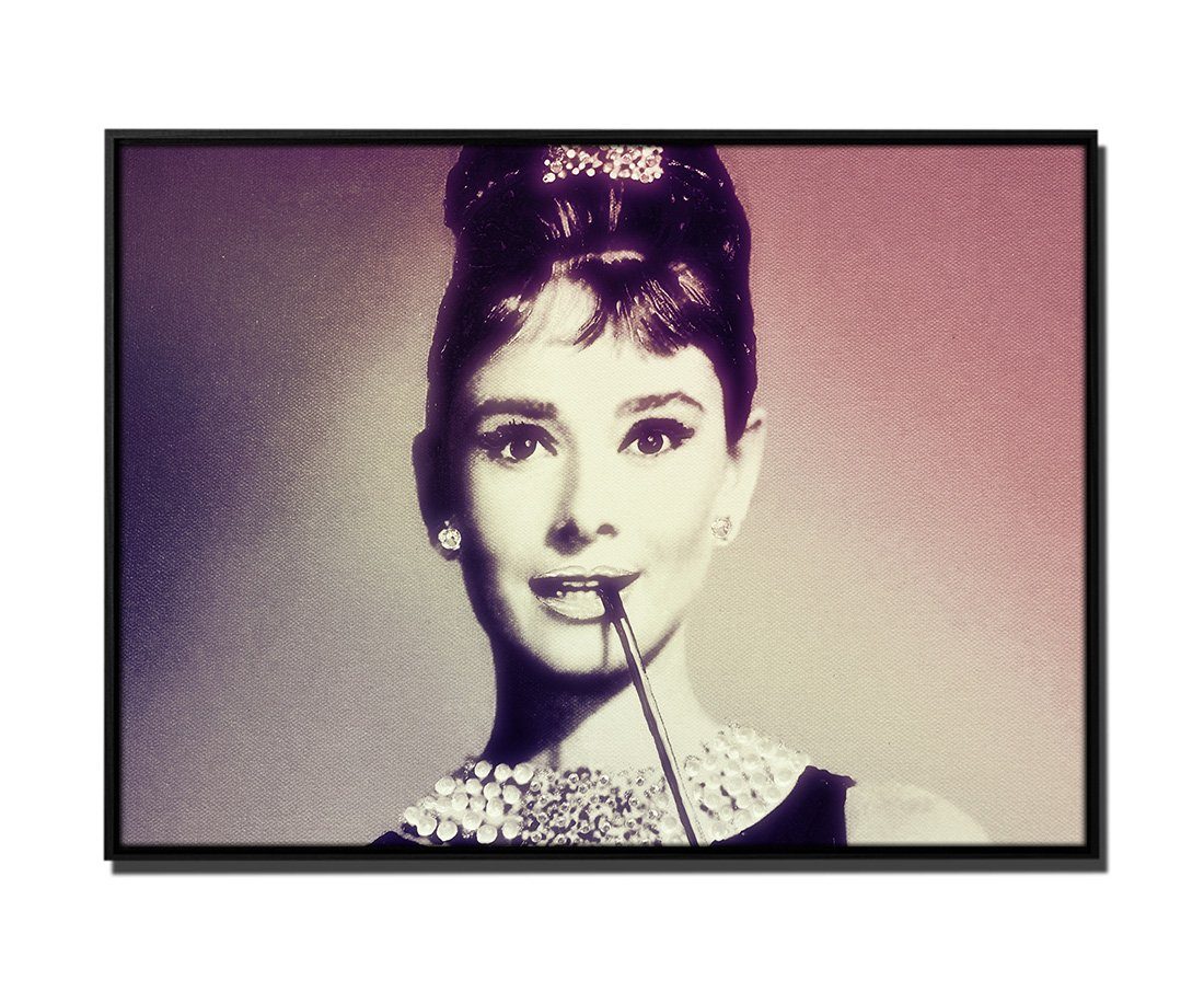 Sinus Art Leinwandbild 105x75cm Leinwandbild Petrol Venedig Italien Filmstar Audrey Hepburn