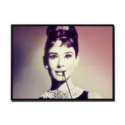 Sinus Art Leinwandbild 105x75cm Leinwandbild Petrol Venedig Italien Filmstar Audrey Hepburn