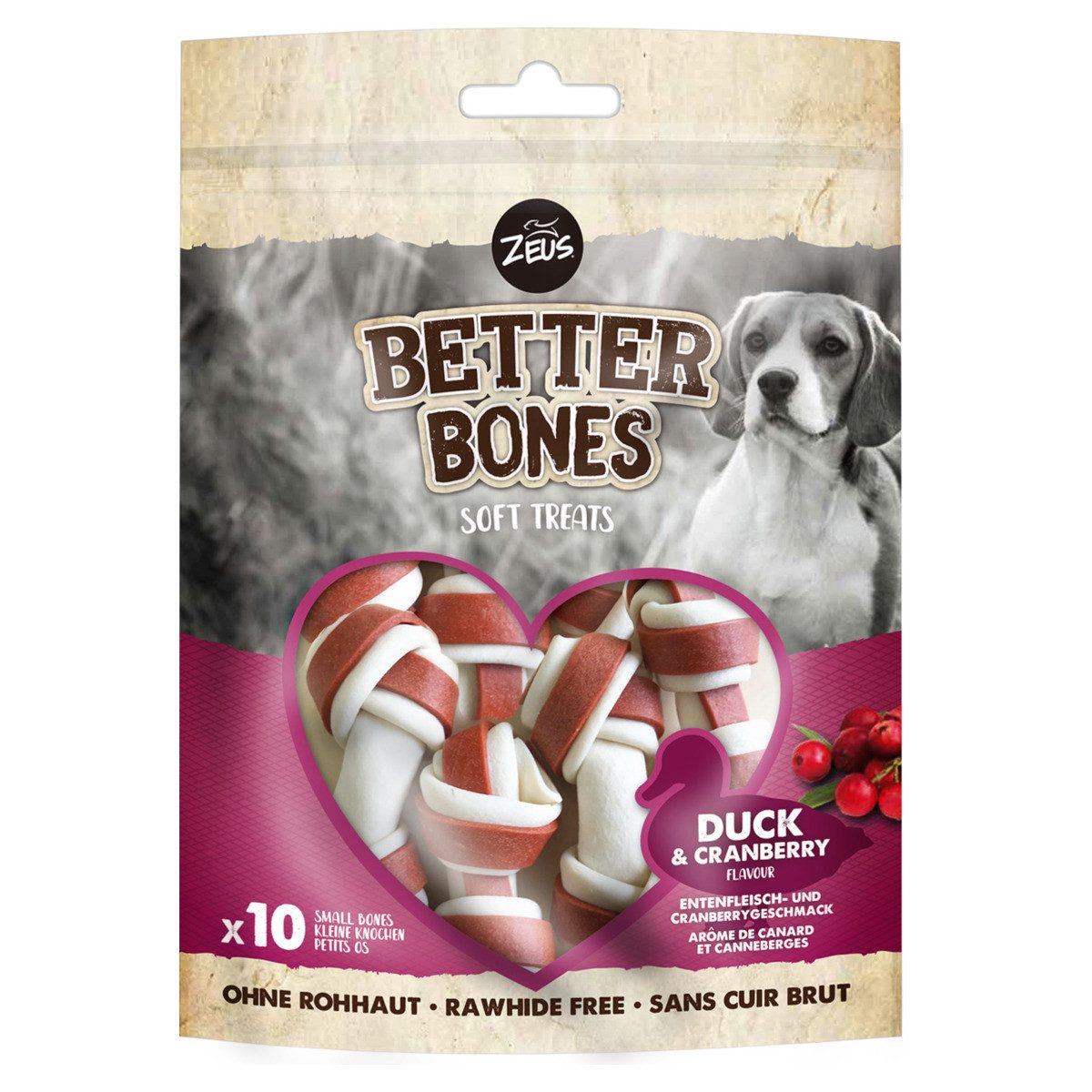 Zeus BetterBones Small Bones mit Ente & Cranberry - 10 Stück, für: Hund
