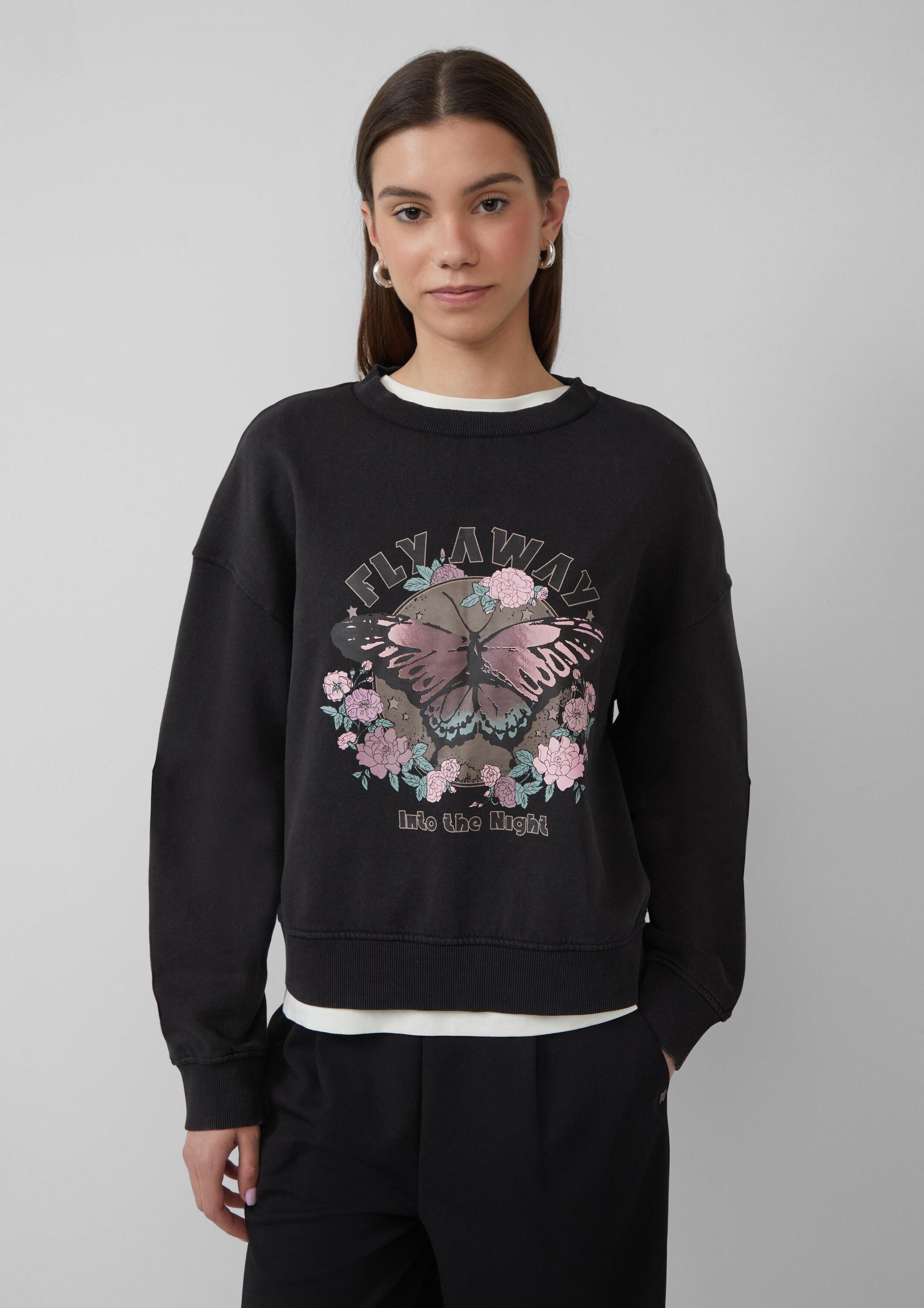 QS Sweatshirt Sweatshirt Gewaschenes Sweatshirt mit Frontprint günstig online kaufen