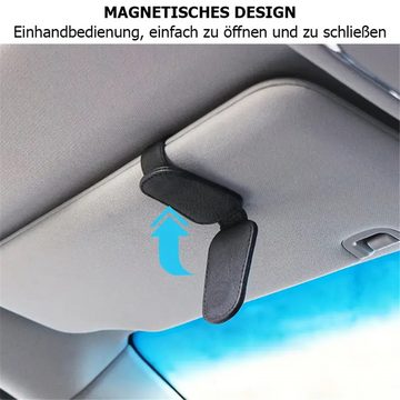 RefinedFlare Brillenetui Auto-Sonnenbrillen-Clip aus echtem Leder für das Auto, Magnetisch