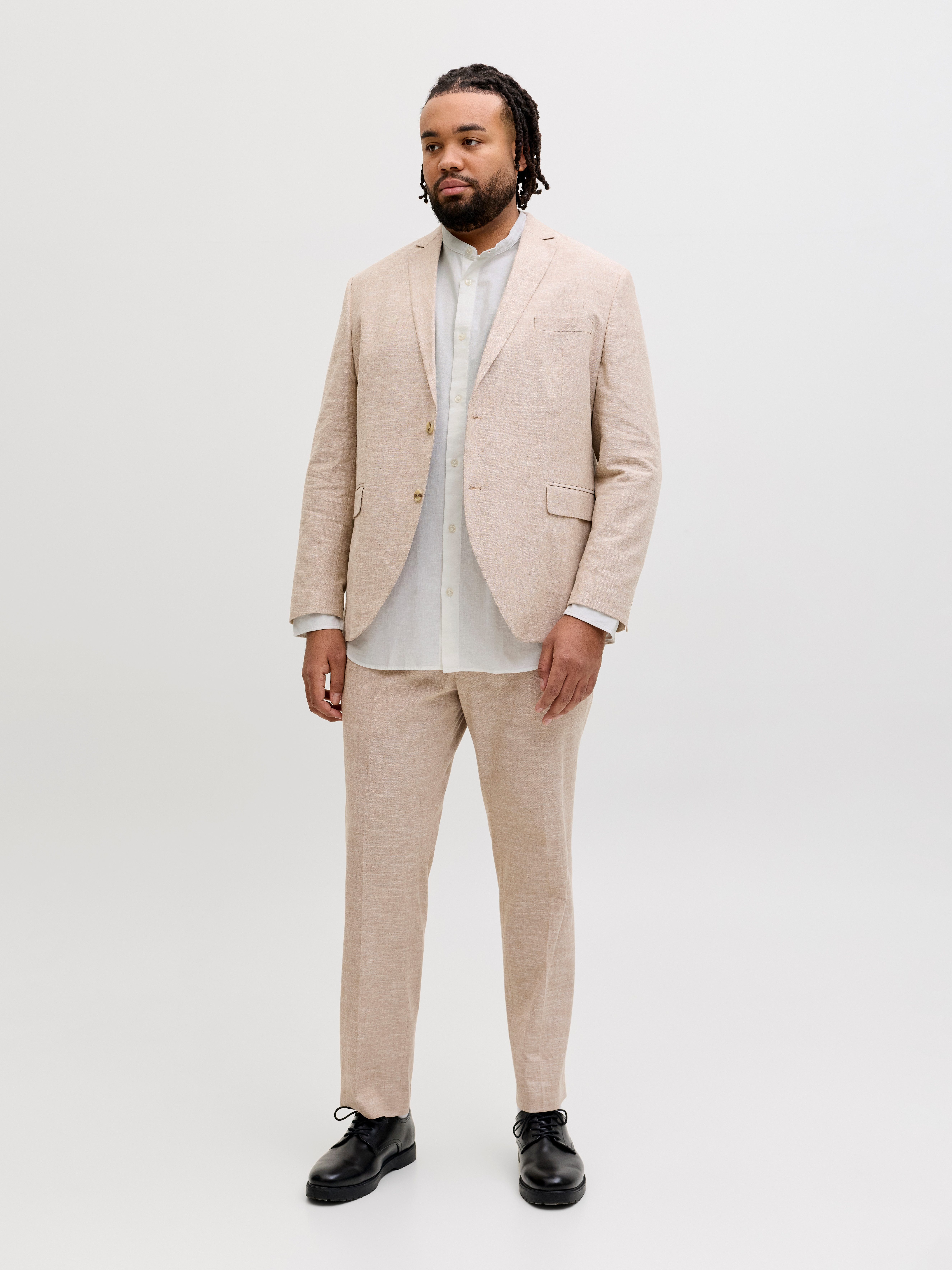 Jack & Jones PlusSize Langarmhemd JJEBREEZE LINEN BLEND BAND SHIRT L PLS mit Stehkragen – Bild 5 von 5