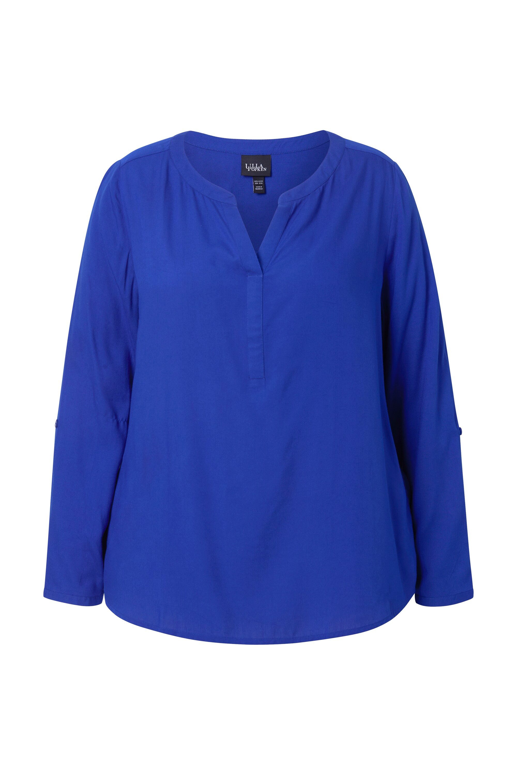 Ulla Popken Druckbluse Tunika A-Linie Rundhals Zierfalte Langarm günstig online kaufen