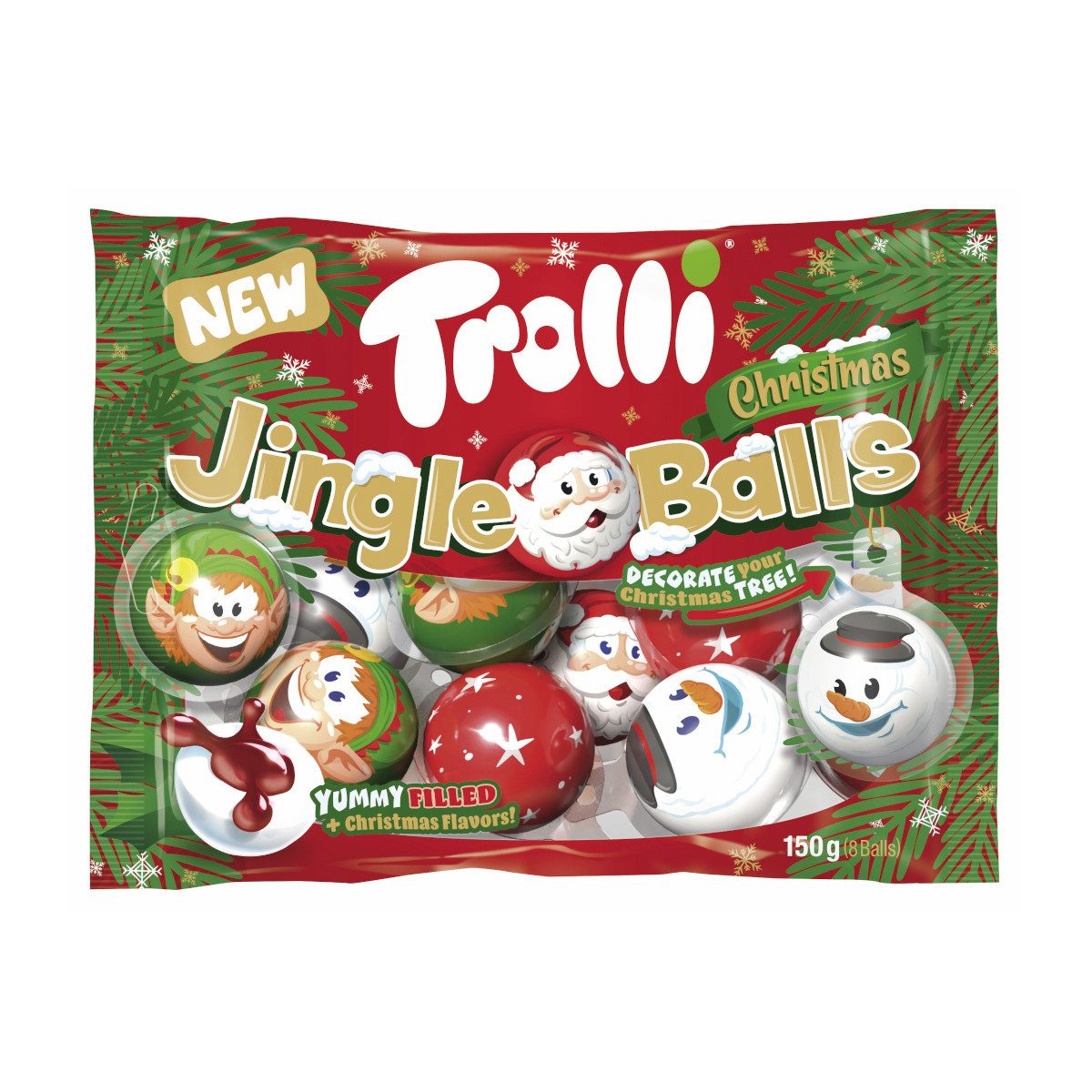 TROLLI Süßigkeit, Trolli Jingle Balls winterliche bunte Schaumzuckerbonbons 150g