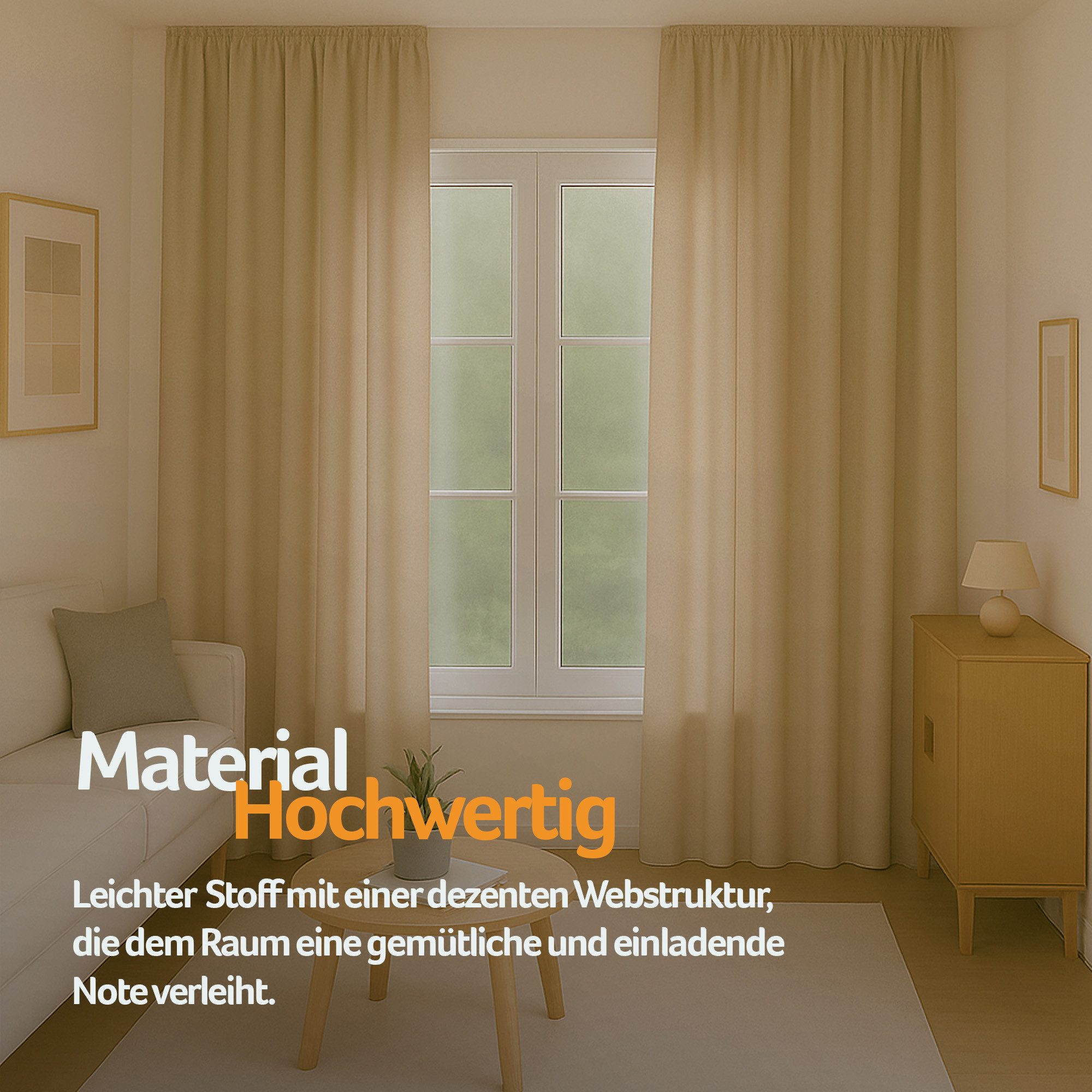 Bestlivings Gardine "Ellen" mit Universalband (2 St), Kräuselband, blickdicht, in moderner Satin-Optik, einfarbig, modern, waschbar bei 30°C – Bild 2 von 5