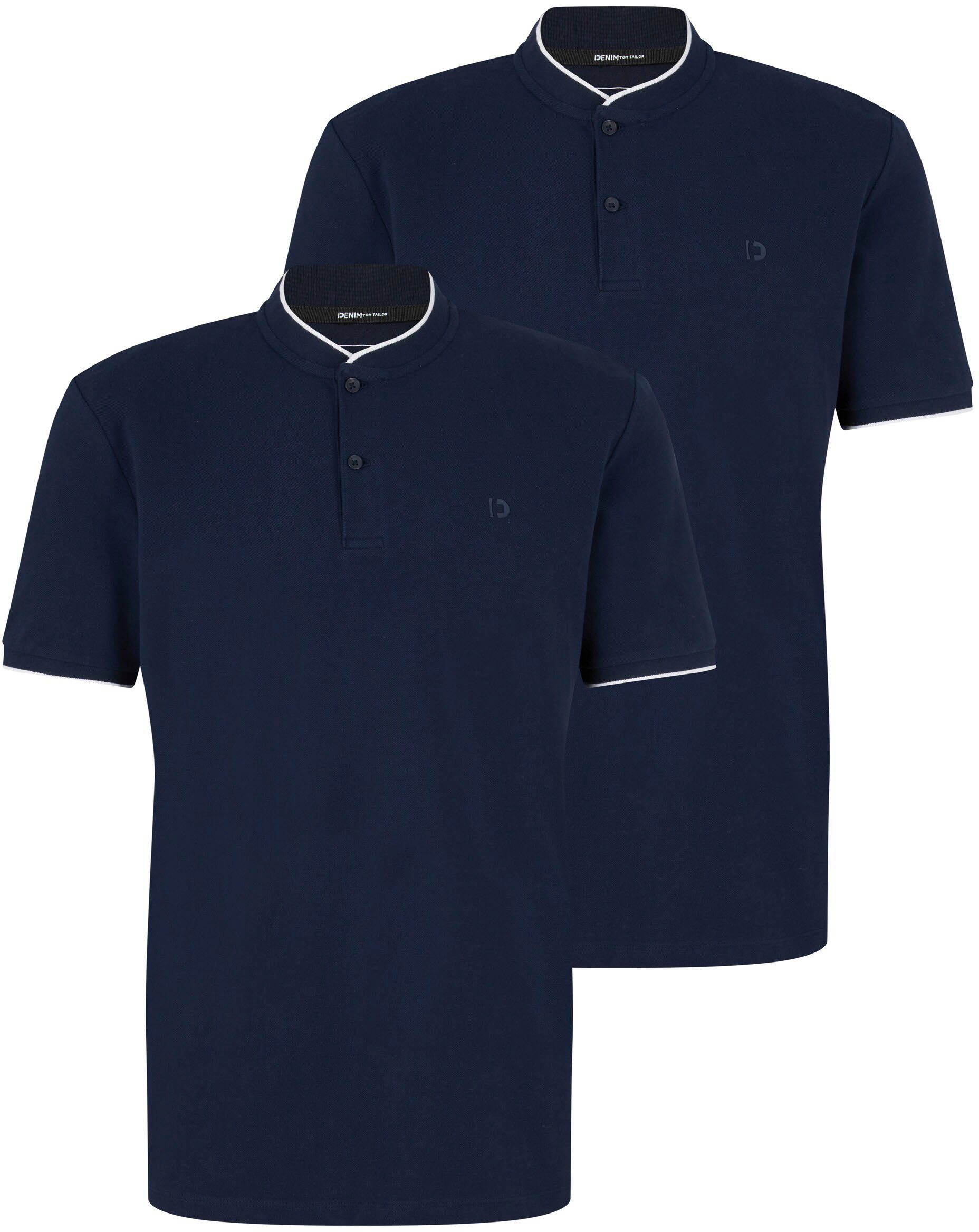 TOM TAILOR Denim Poloshirt mit 2-Knopf-Verschluss dunkelblau