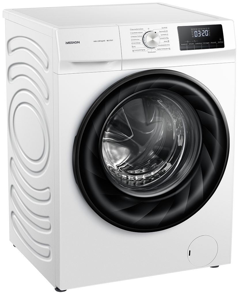 Medion® Waschtrockner MD 37517, 8,00 kg, 5 kg, 1400 U/min, Dampf-Funktion, Timerfunktion, Wäschenachlegen, 15 Waschprogramme
