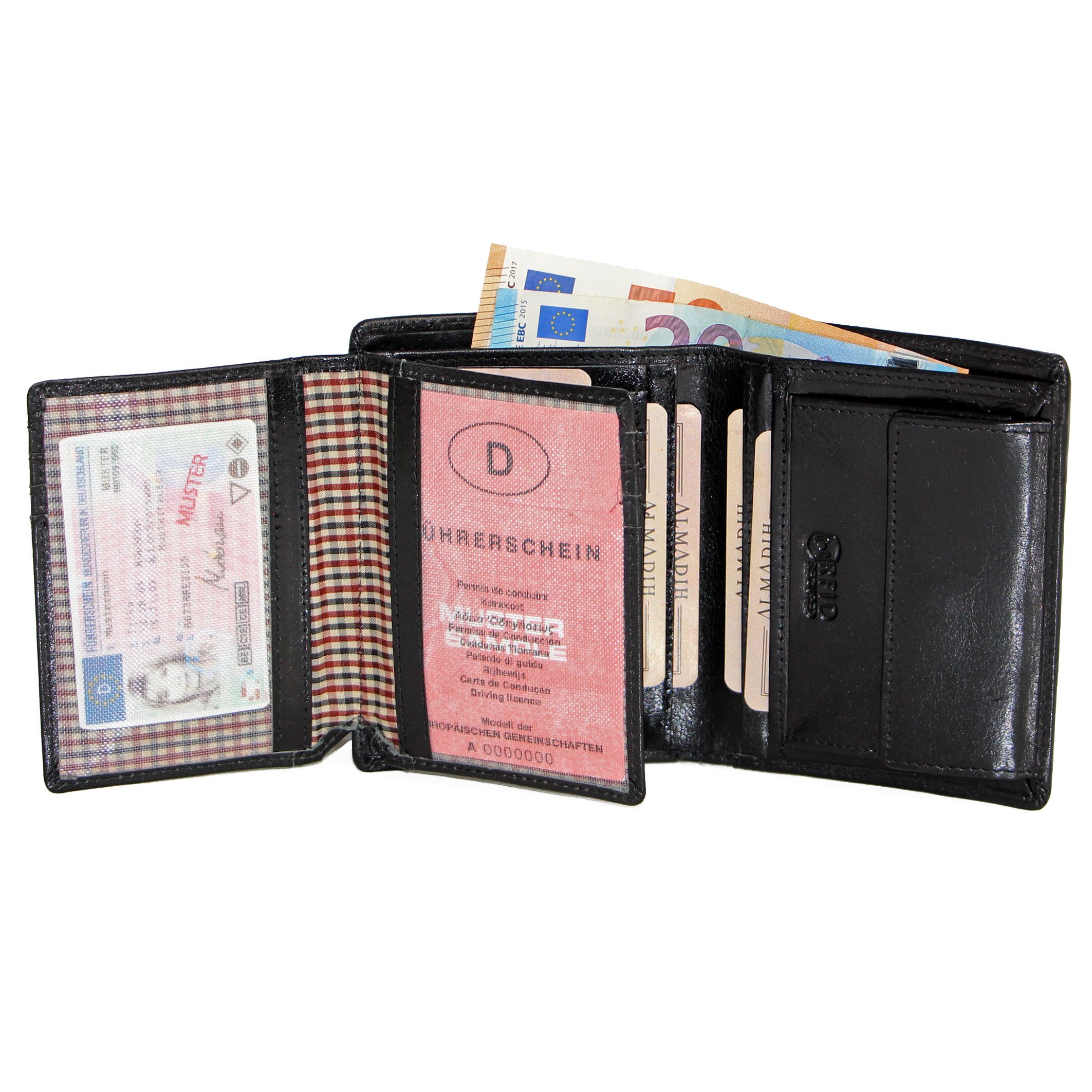 ALMADIH Brieftasche Herren Leder P2H Portemonnaie RFID Geldbörse Hochformat Geldbeutel