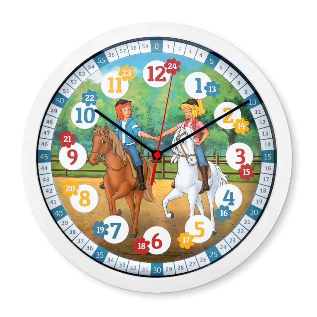 K&L Wall Art Wanduhr Bibi Blocksberg & Tina Wanduhr Kinder Lernuhr Uhrzeit günstig online kaufen
