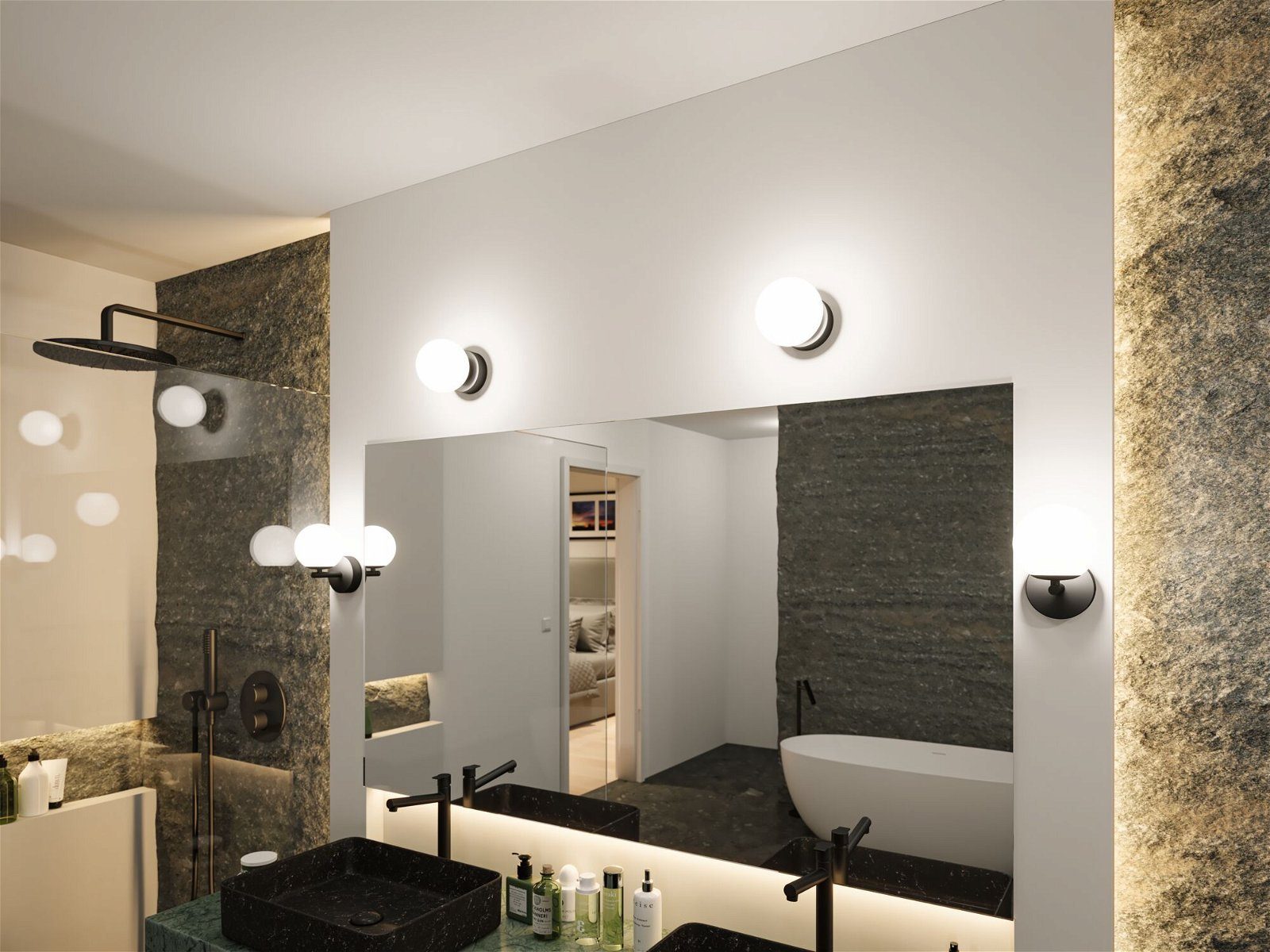 Paulmann LED Deckenleuchte Selection Bathroom matt 5W integriert, LED 3000K fest Glas/Metall, IP44 Warmweiß Satin/Schwarz Gove