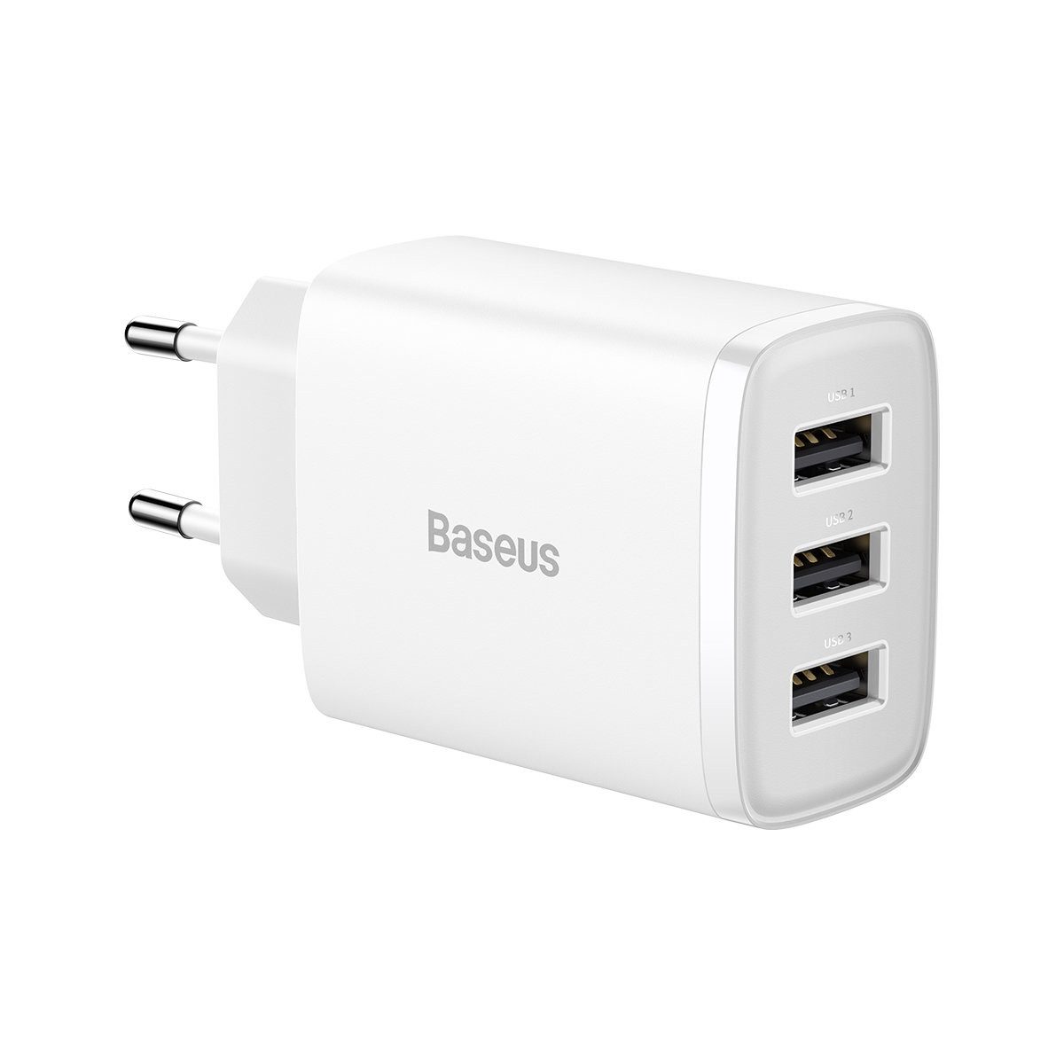 Baseus Baseus 17W Wandladegerät mit 3 USB-Anschlüssen – Schnellladen in Weiß USB-Ladegerät