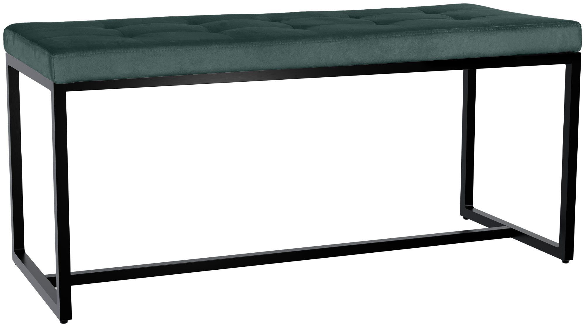 furnicato Sitzbank Barci 100x40x48 cm Grün (1-St), Gepolsterter Hocker mit Querstrebe und Bodenschonern für dein Heim
