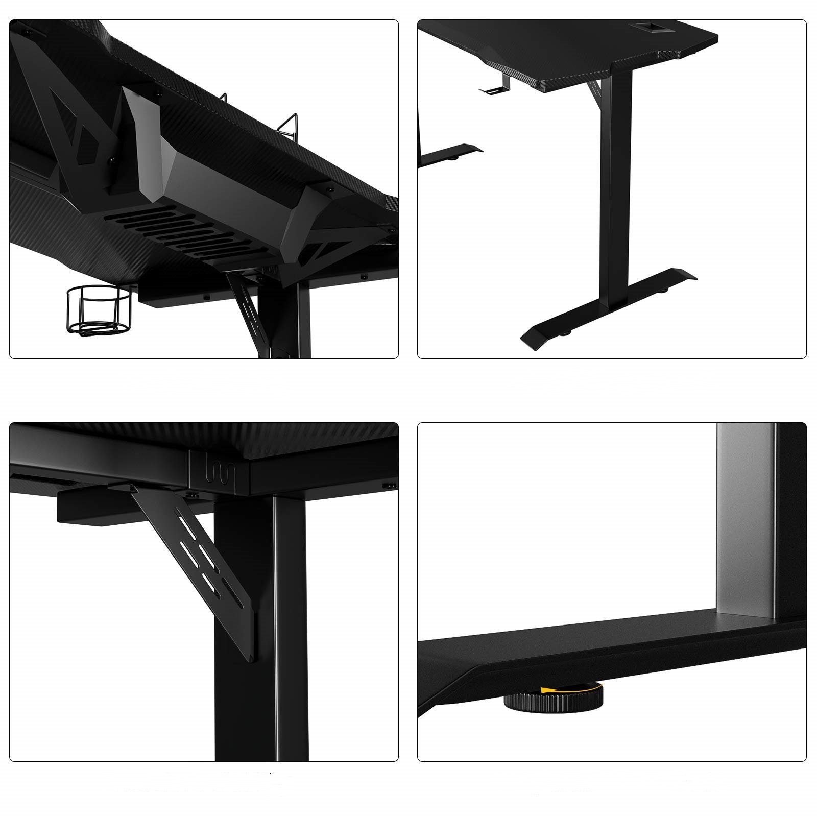 Mauspad Computertisch, Homfa Gamingtisch, 140cm Gamer Schreibtisch, Tisch, schwarz, mit