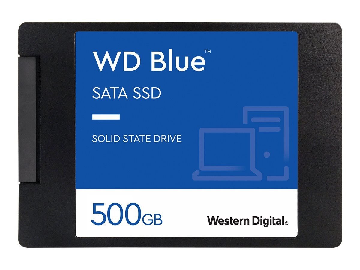 Western Digital WD Blue 500GB SATA SSD 2.5 Zoll interne SSD (500 GB) 2,5 Zoll" 3500 MB/S Lesegeschwindigkeit, 2300 MB/S Schreibgeschwindigkeit, PCIe Gen3 x4, NVMe, 3D NAND, M.2 2280