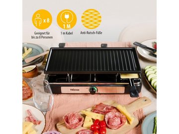 Setpoint Raclette, 8 Raclettepfännchen, Gerät für 2-8 Personen Tischgrill Griddle Grillplatte, 8 Teppan Gabeln