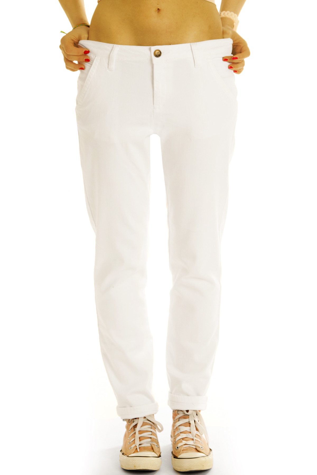 be styled Chinos Medium waist Chinohose bunte Stoffhosen bequem - Damen - j37L-1 mit Stretchanteil