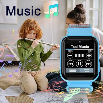 PTHTECHUS Smartwatch (1,54 Zoll), Kinder Smartwatch 10 Spiele Anruf MP3 Musik Kamera Recorder Geschenk