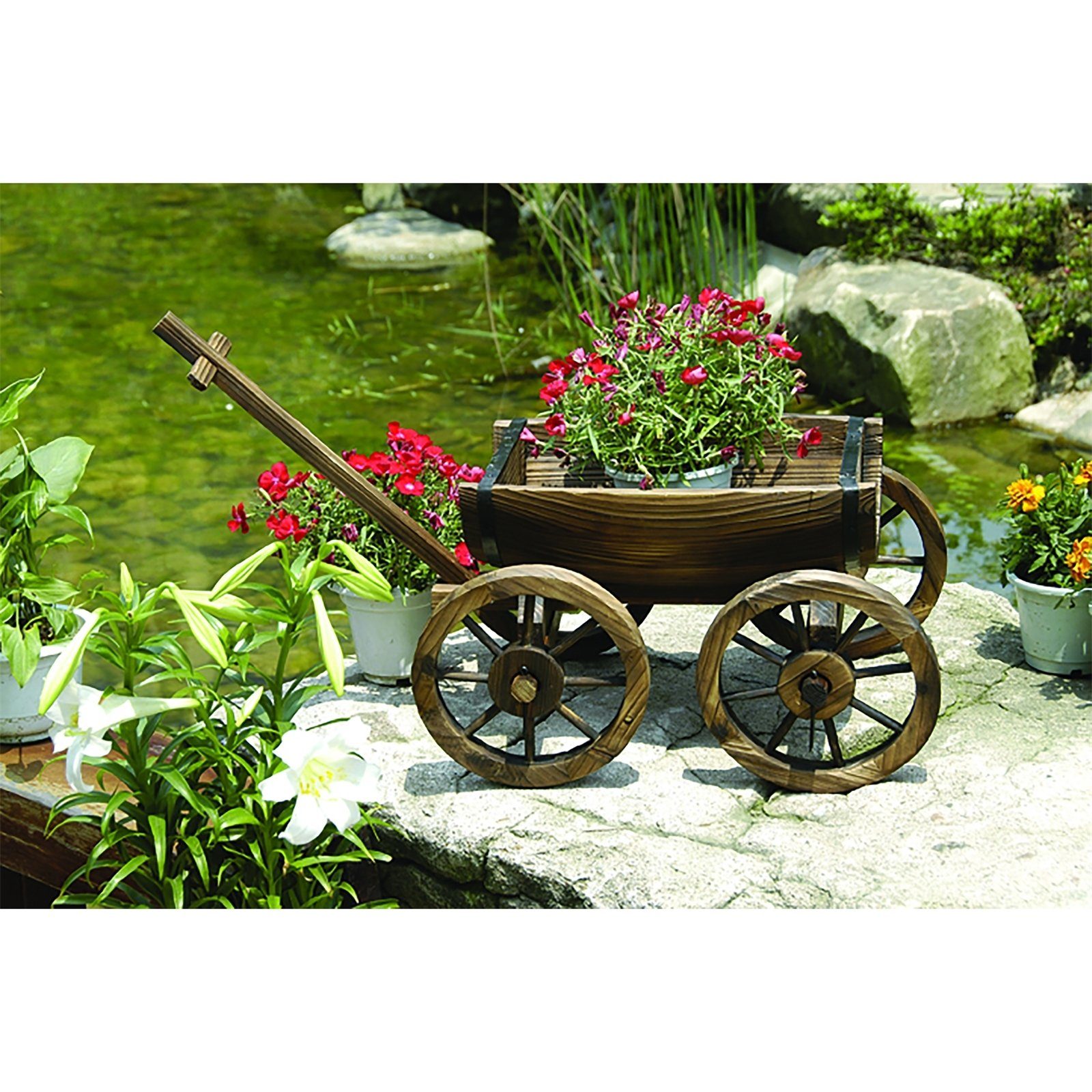 HTI-Line Gartenfigur Dekohandwagen Sommerset, Braun Gartendekoration