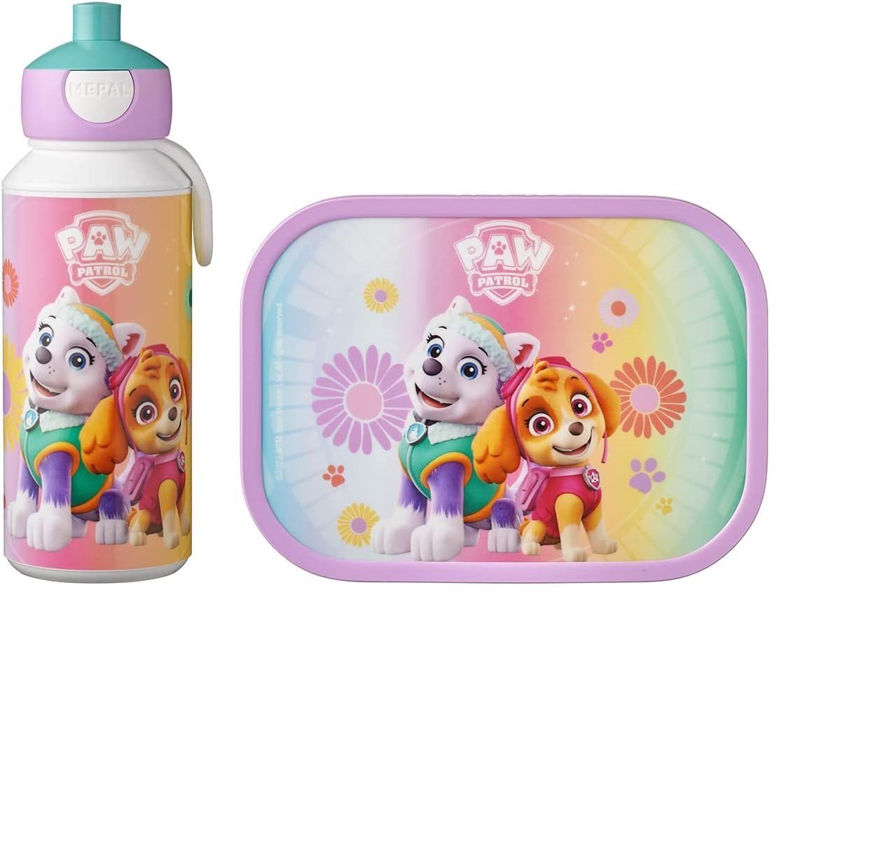Mepal Lunchbox Campus Pausenset, Paw Patrol Girls, perfekt für Schule & Freizeit, Acrylnitril-Butadien-Styrol (ABS), praktische Trinkflasche & Brotdose mit Bento-Einsatz spülmaschinenfest