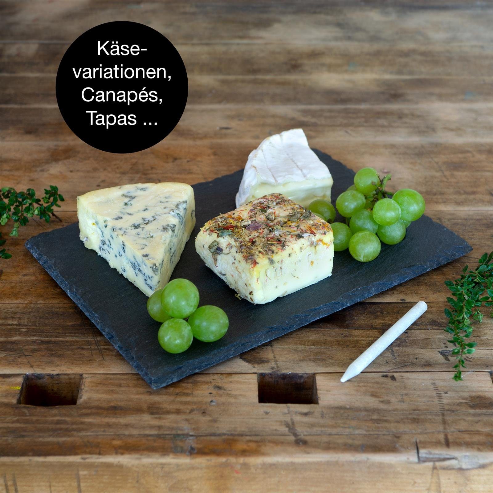 Moritz & Moritz Servierplatte Schieferplatte - Schieferset Thyme, Schiefer, (Thyme, 7-tlg), 22 x 16 cm 6er Set