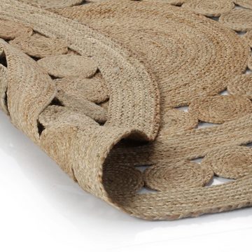 Teppich Teppich Flechtmuster Jute 90 cm Rund Teppich, vidaXL, Höhe: 0 mm