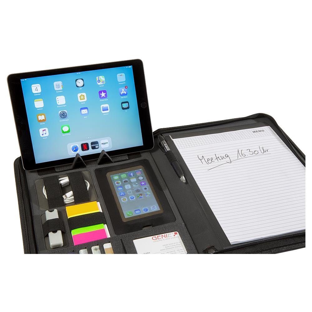 GENIE Konferenzmappe München, A4 Reißverschluss Schreibmappe Grau Aktenmapp günstig online kaufen