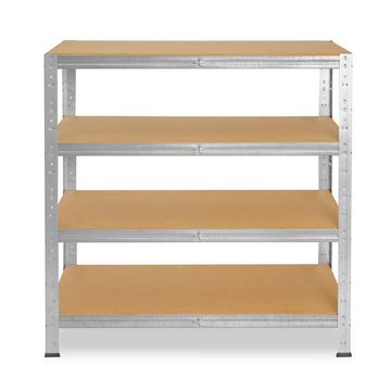 shelfplaza Schwerlastregal HOME, 115x120x50cm verzinkt, Metallregal mit 4 Böden, als Kellerregal, Garagenregal, Werkstattregal oder Lagerregal, Steckregal Metall mit 175kg Tragkraft