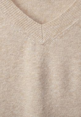 Cecil V-Ausschnitt-Pullover Cecil Cosy Strickpullover in Alabaster Beige Melan (1-tlg) Schlitze
