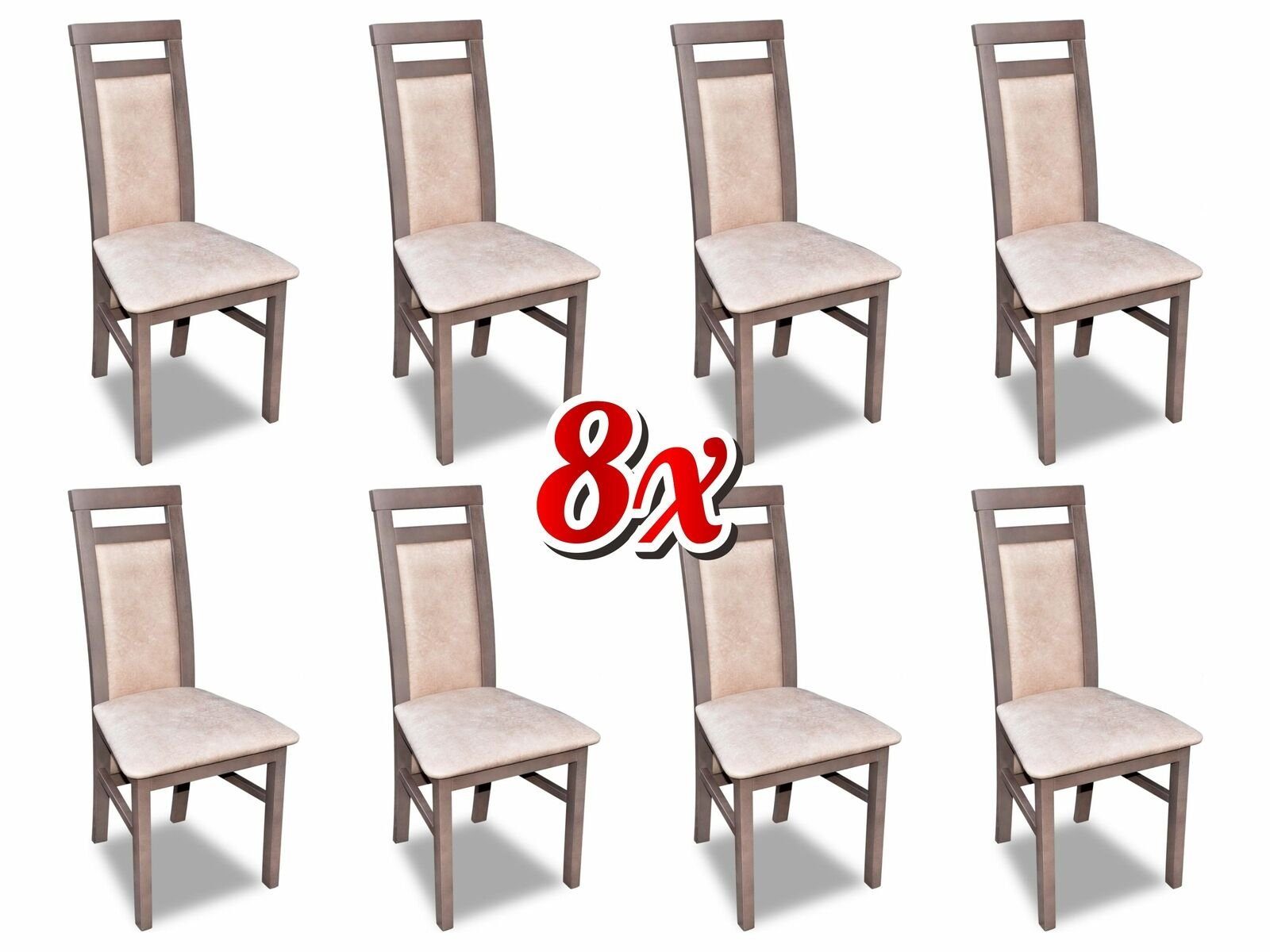 Holz Stühle 8x Set Textil JVmoebel Set Sessel Garnitur Esszimmer Garnitur Gruppe Stuhl Stuhl,