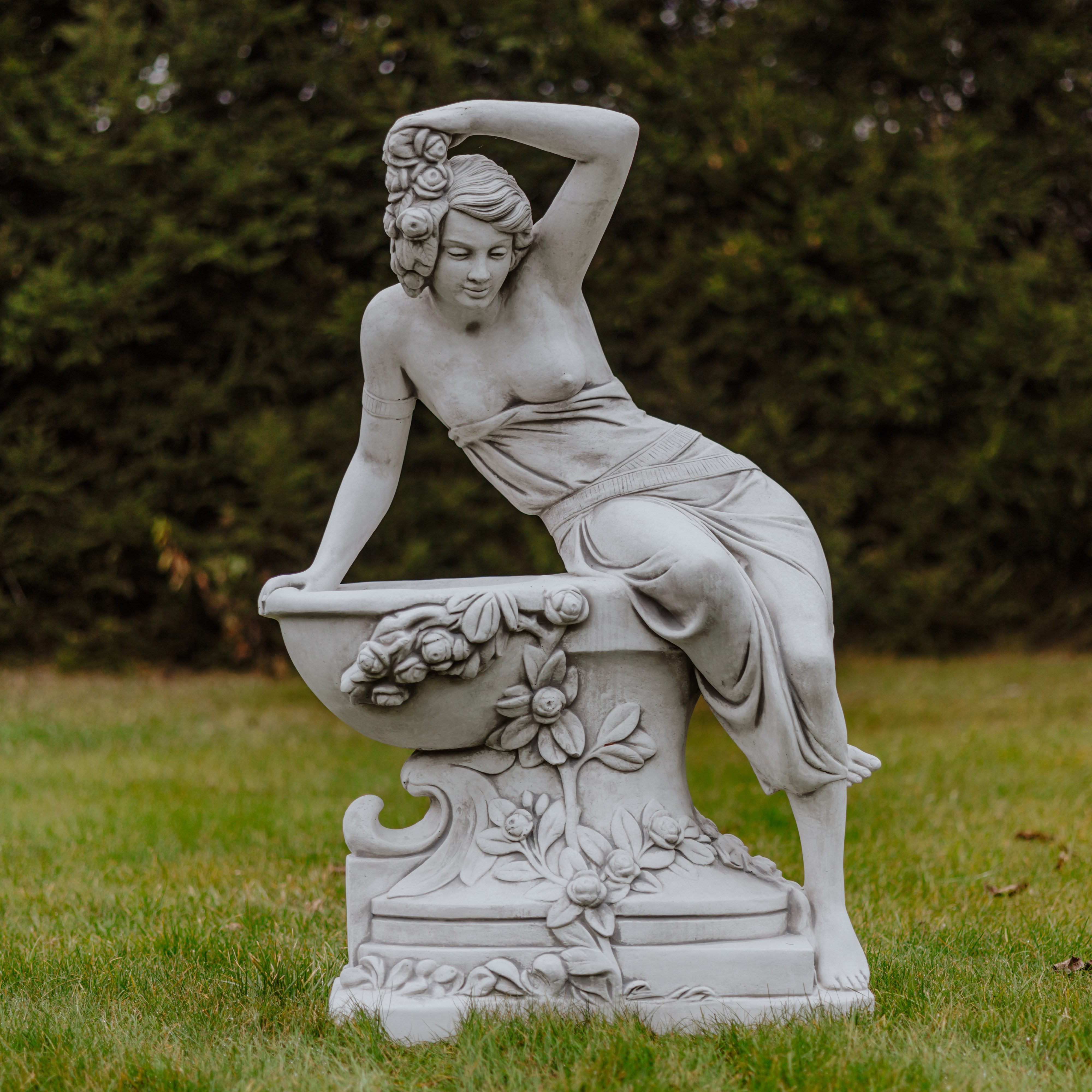 gartendekoparadies.de Pflanzschale Frauen-Statue Pflanztrog Pflanzgefäß aus Steinguss, H. 141 cm, 398 kg, Frostsicher