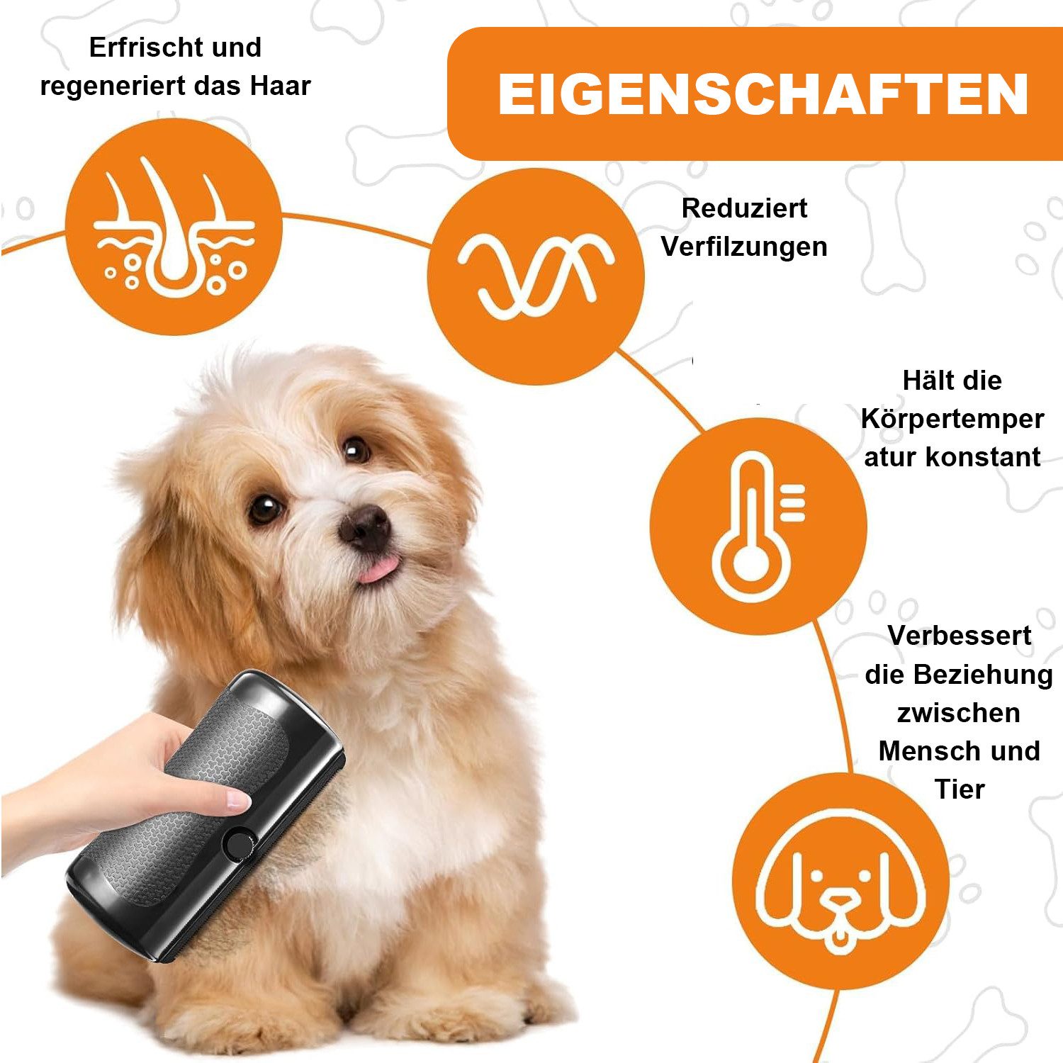 Refined Living Fellbürste Tierbürste Tierpflege Bürste Universal Haustier Bürste Grooming Brush, (Pet Care Brush Tails Enthaarungsbürste Detangler Bürste Katzenbürste, 1-tlg), Pflegebürste für Katzen und Hunde für Unterwolle & Deshedding Tool