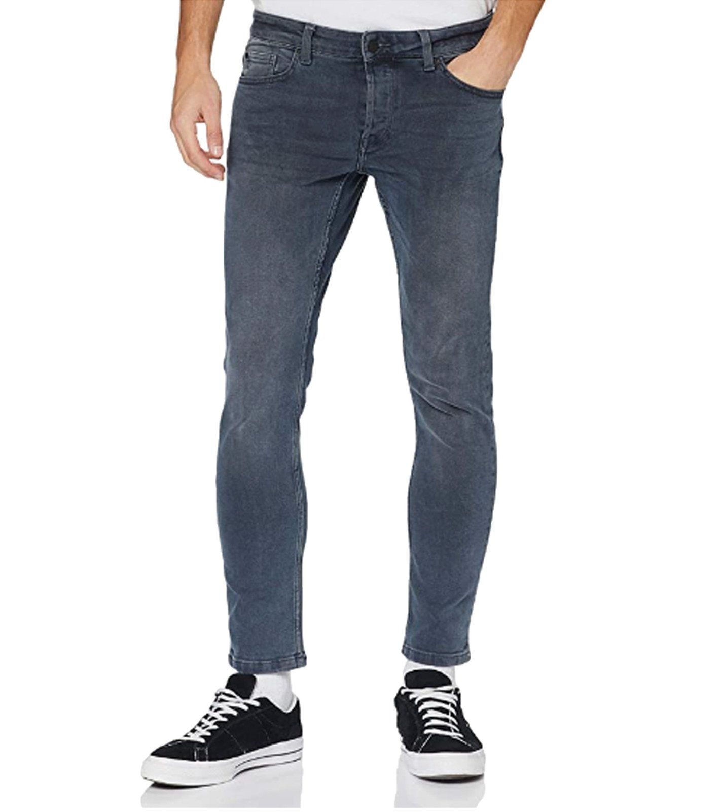 ONLY Jeans SONS 22017090 Five-Pocket-Hose Slim Stoffhose Life Grau Freizeit-Hose Fit SONS Herren Loom & ONLY &