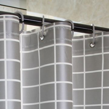 AFAZ New Trading UG Duschvorhang Einfacher wasserdichter Duschvorhang mit grauem Boden und Karomuster (1-tlg), Eleganter, schimmelresistenter Hotel-Trennvorhang mit Haken