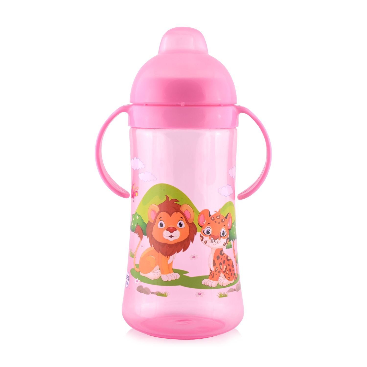Baby Care Trinkflasche Trinkflasche Sport Sipper 330, Griff Strohhalm, Schutzdeckel rosa