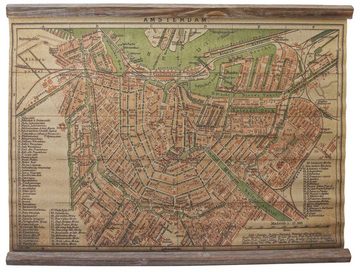 Aubaho Wandbild Landkarte Weltkarte historische Karte Wandkarte Antik-Stil Amsterdam H