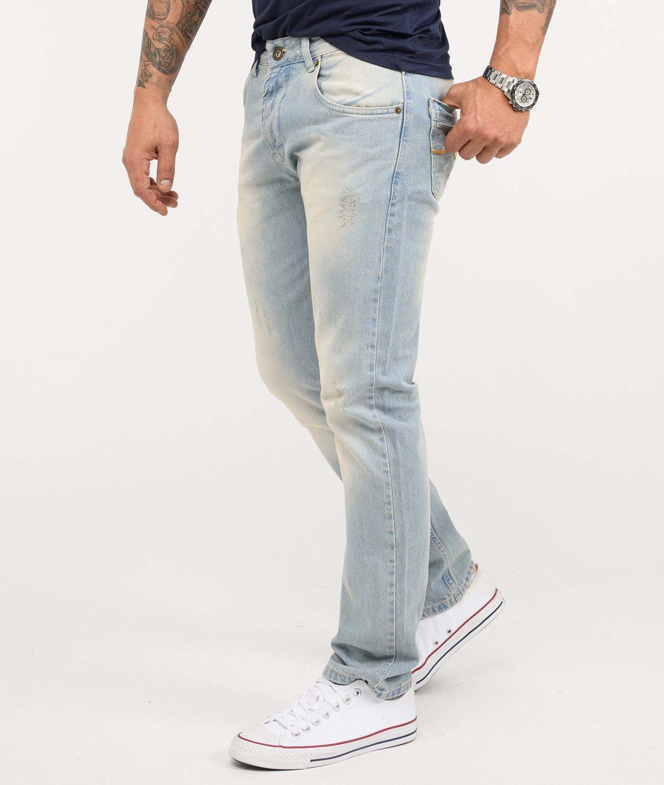 Rock Creek Regular-fit-Jeans Herren Jeans Stonewashed Hellblau RC-2141 günstig online kaufen