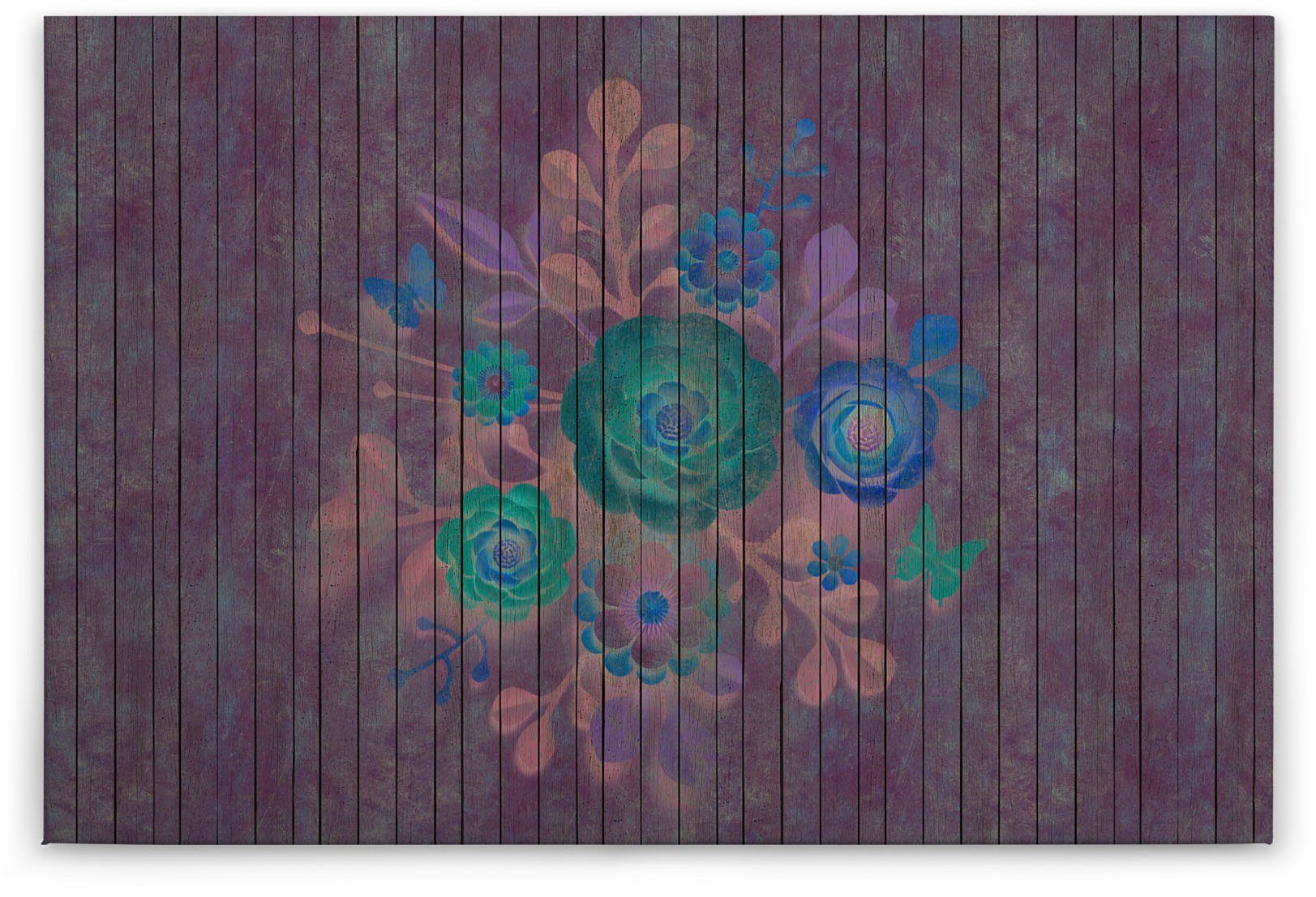 A.S. Création Leinwandbild spray bouquet, Blumen, Kinder, Kunst (1 St), Keilrahmen Holz Blumen Floral Grafitti Leinwand-Bild Wohnzimmer modern