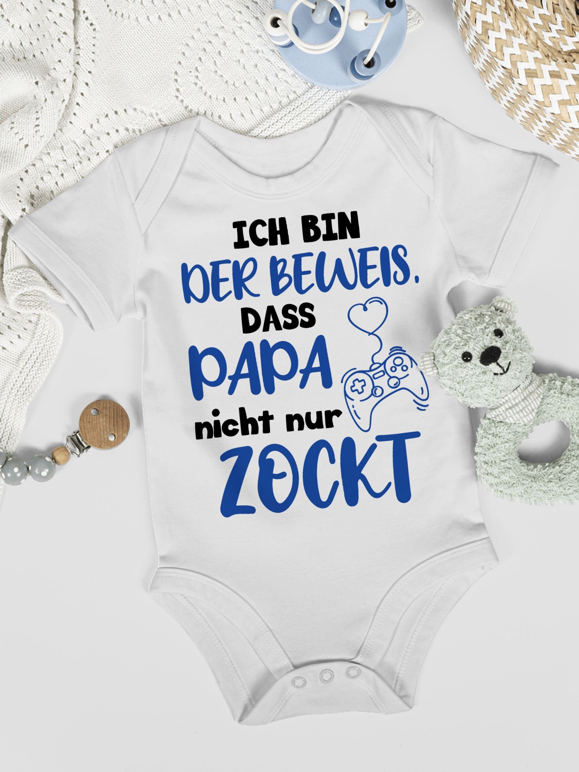 Shirtracer Shirtbody Ich bin der Beweis, dass Papa nicht nur zockt Schwarz Blau Geschenk Vatertag Baby
