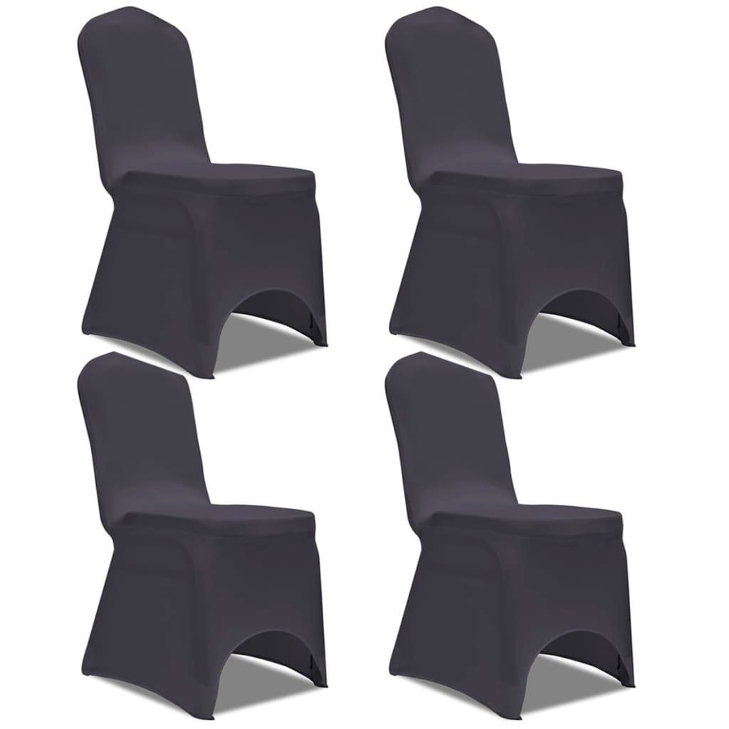 Hussen-Set Stretch Stuhlbezug furnicato Anthrazit, 4 Stück