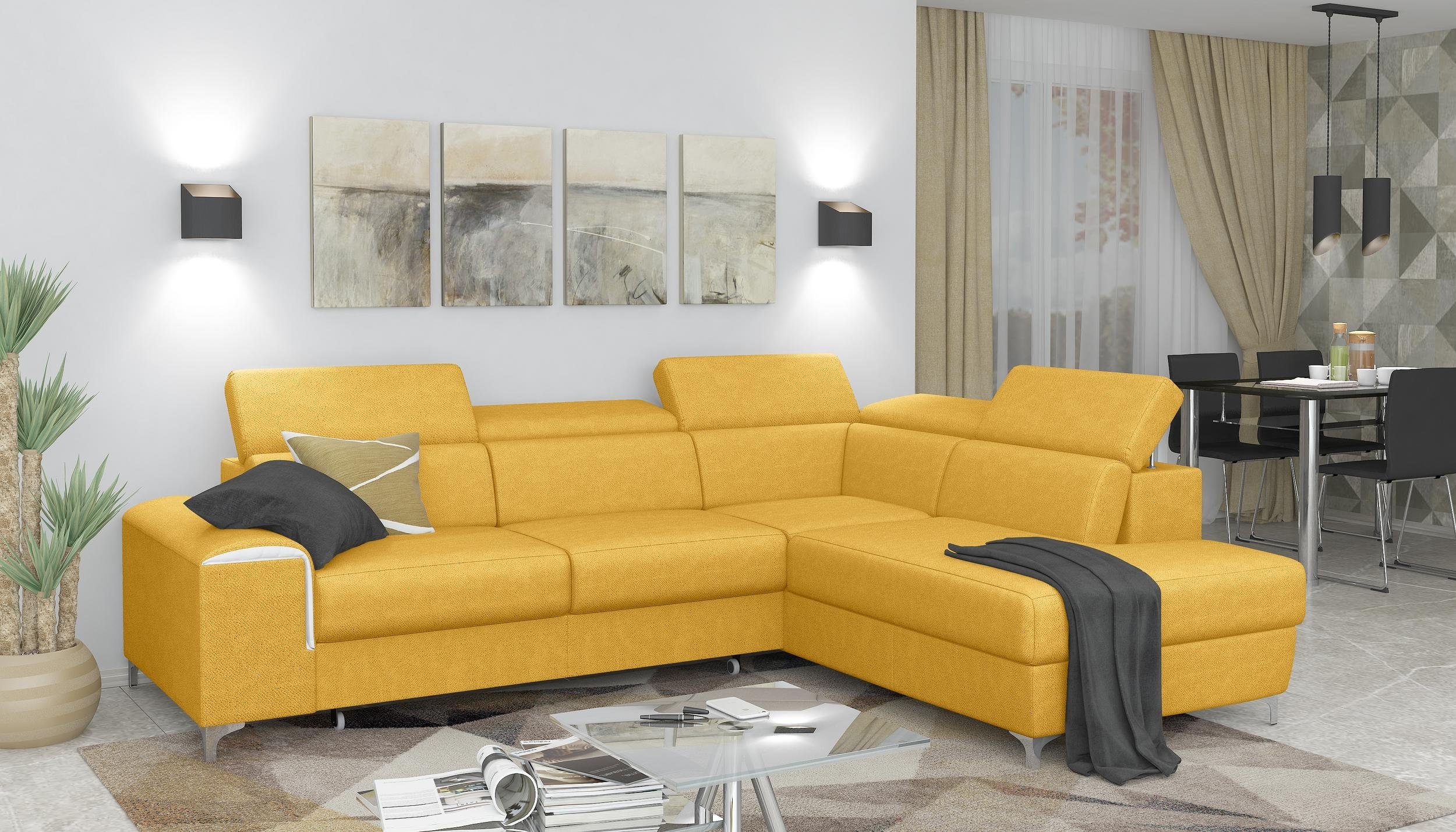 links Modern Bettkasten bestellbar, L-Form, und Stylefy Sitzkomfort, mit mane im stellbar, rechts Raum Eckcouch, Caio, Ecksofa frei Design oder Bettfunktion,