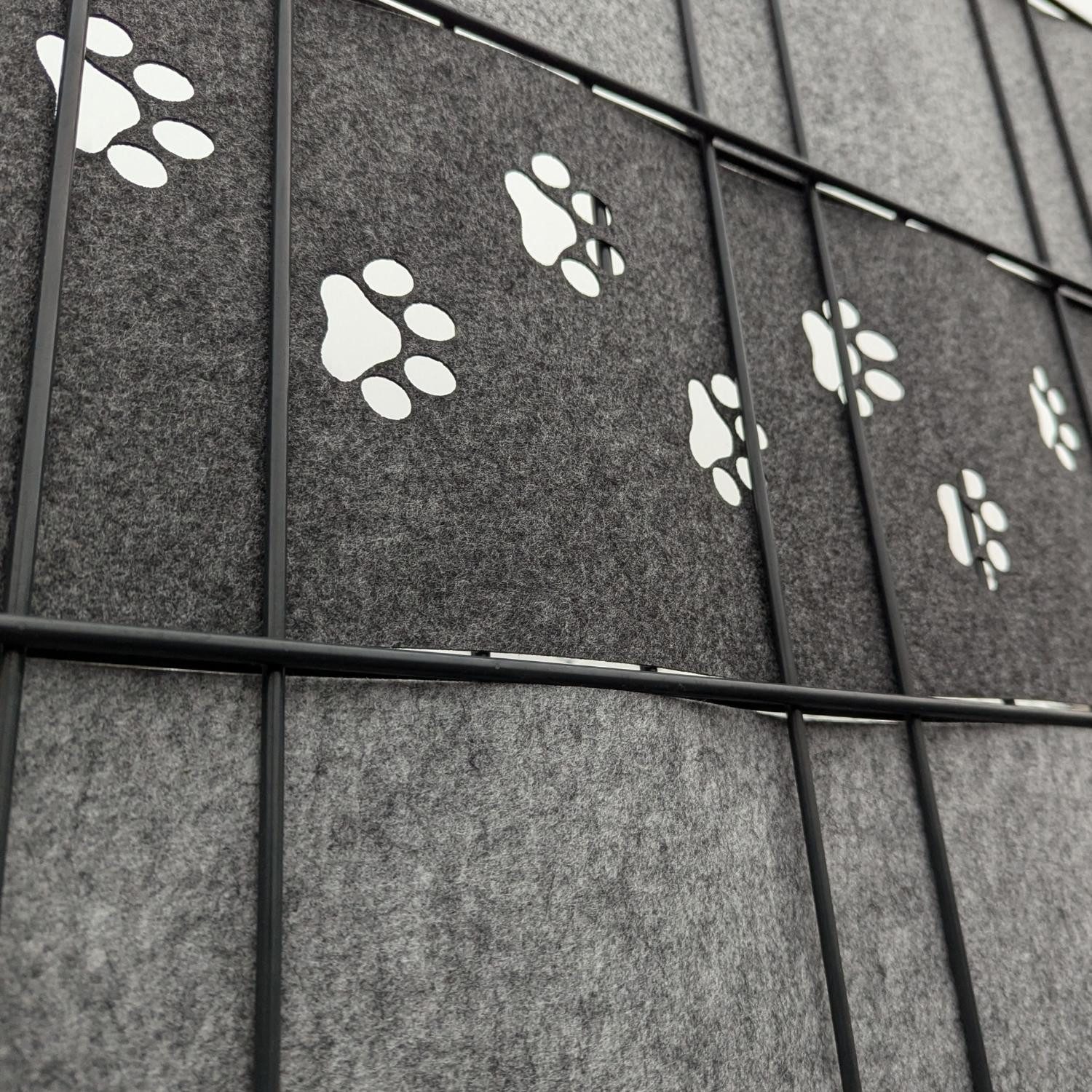 zaunzu Sichtschutzstreifen Design Vlies Dekor Tapsi Einzelstreifen Schwarzgrau 2,55m, (1x Einzelstreifen, Lasermuster für Doppelstabzaun) – Bild 3 von 5