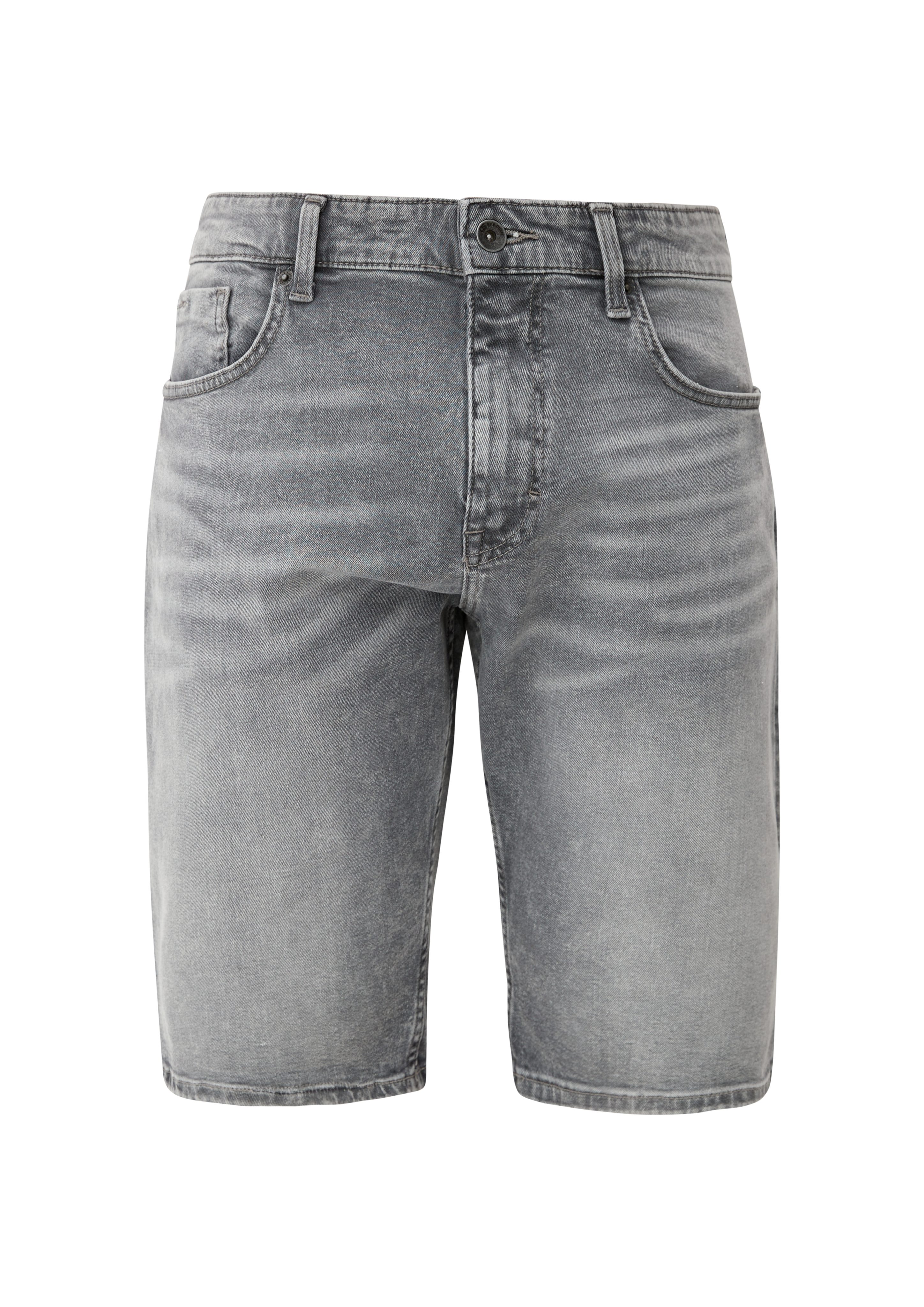 / Mid Jeans-Bermuda / QS John Waschung Rise grau Jeansshorts Straight Fit / Regular Leg