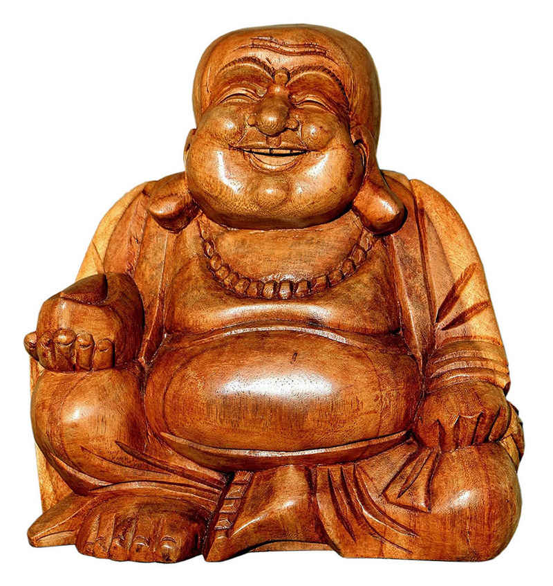 Wogeka Buddhafigur lachender Happy Buddha Holz-Figur