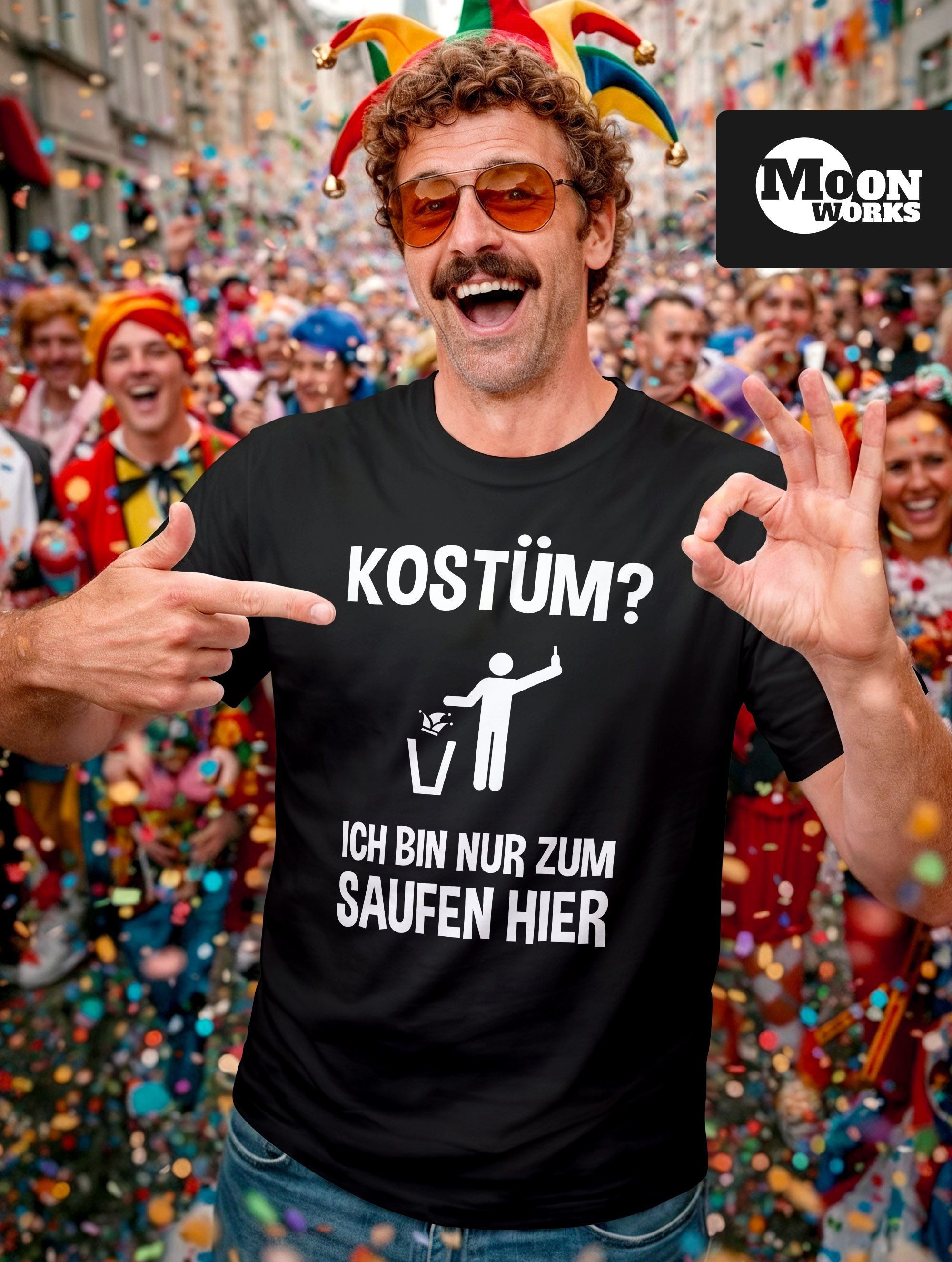 MoonWorks Print-Shirt Herren T-Shirt Kostüm? Ich bin nur zum Saufen hier Sp günstig online kaufen