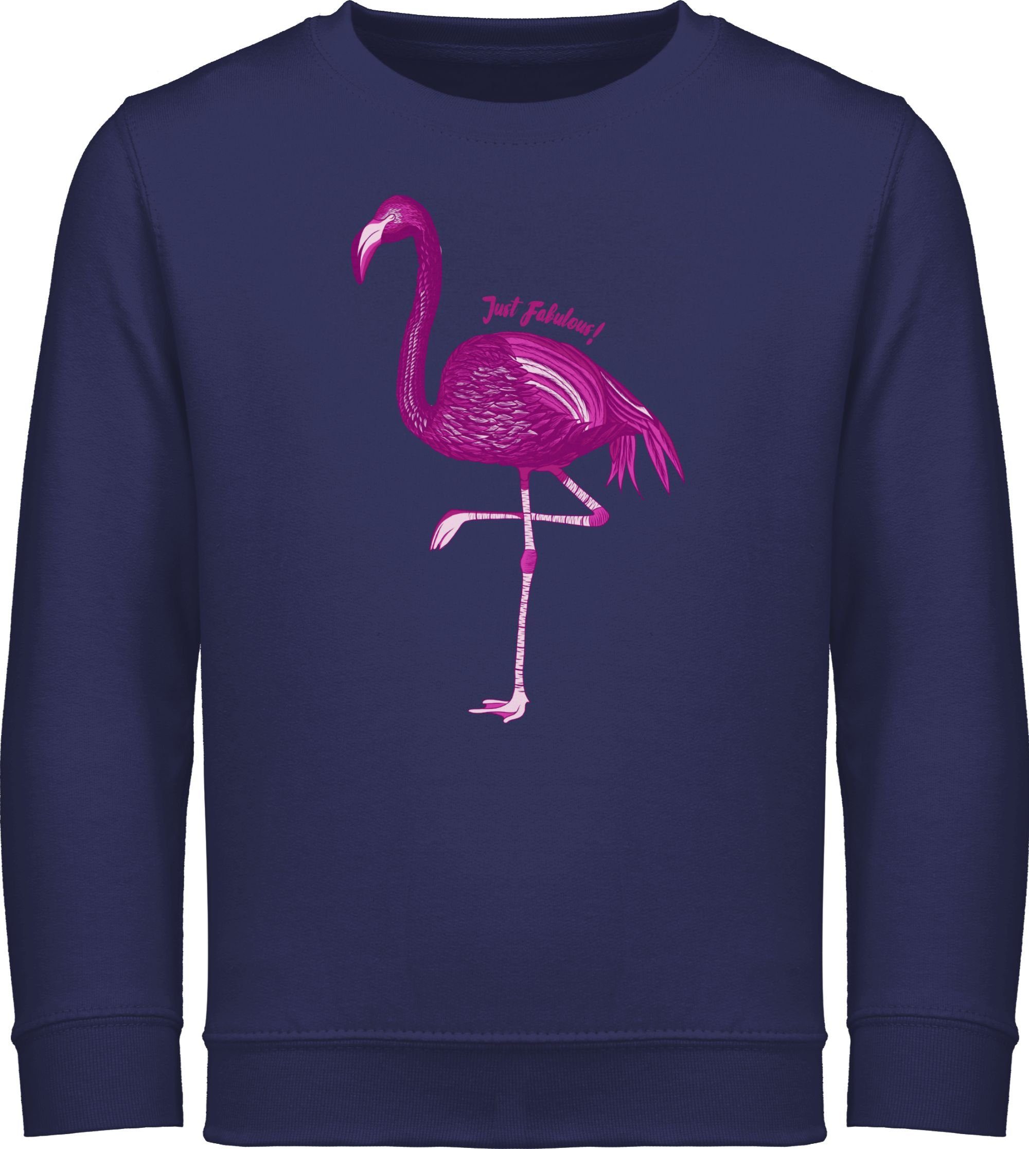 Shirtracer Sweatshirt Tiermotiv - Print Fabulous Animal Navy 1 Flamingo Blau Just