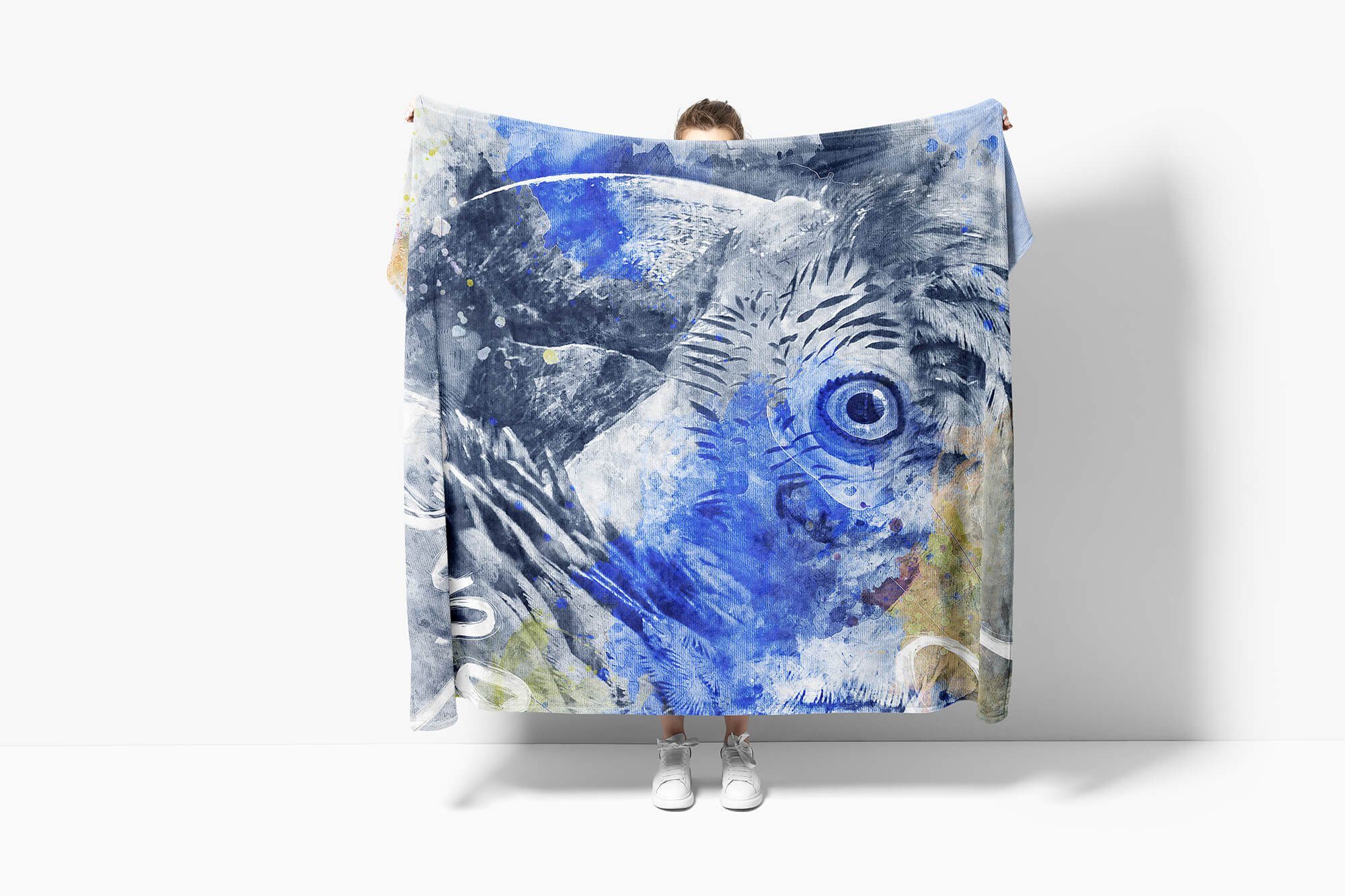 Mot, Tier Handtücher Kuscheldecke Sinus Baumwolle-Polyester-Mix Serie SplashArt Handtuch Saunatuch Kunstvoll Art Handtuch (1-St), Strandhandtuch Papagei