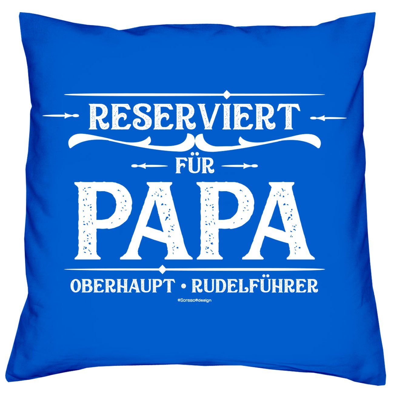 Weihnachtsgeschenk Soreso® Papa Reserviert Dekokissen Socken & Sleep, für Sprüche Kissen Geschenkidee royal-blau
