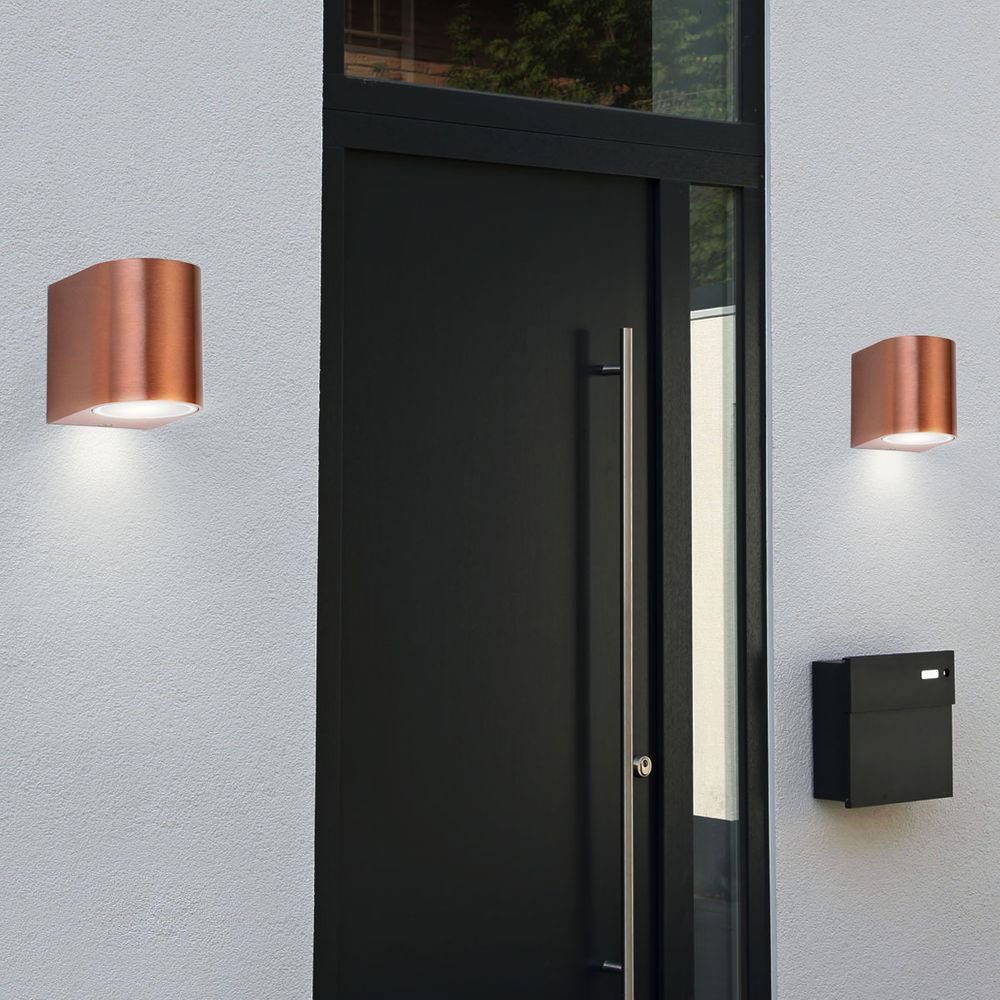 etc-shop Außen-Wandleuchte, Leuchtmittel inklusive, Warmweiß, im Beleuchtung Strahler Lampe Wand Außen Lampe Set Down Haus