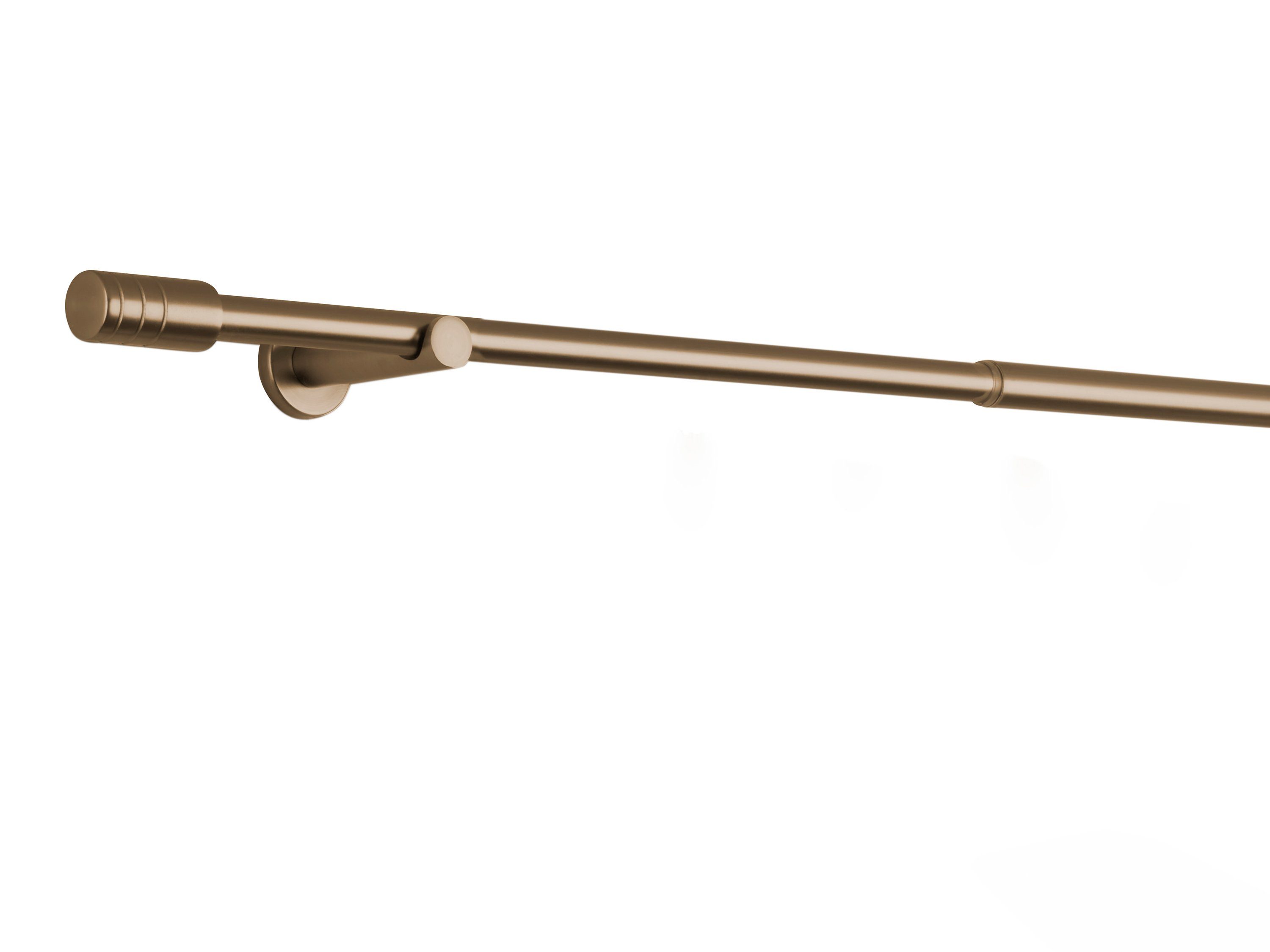 Gardinenstange Teleskopgarnitur Rille, ondeco, Ø 19 mm, 1-läufig, ausziehbar, Bohren, Bohren, verschraubt, Aluminium Gold